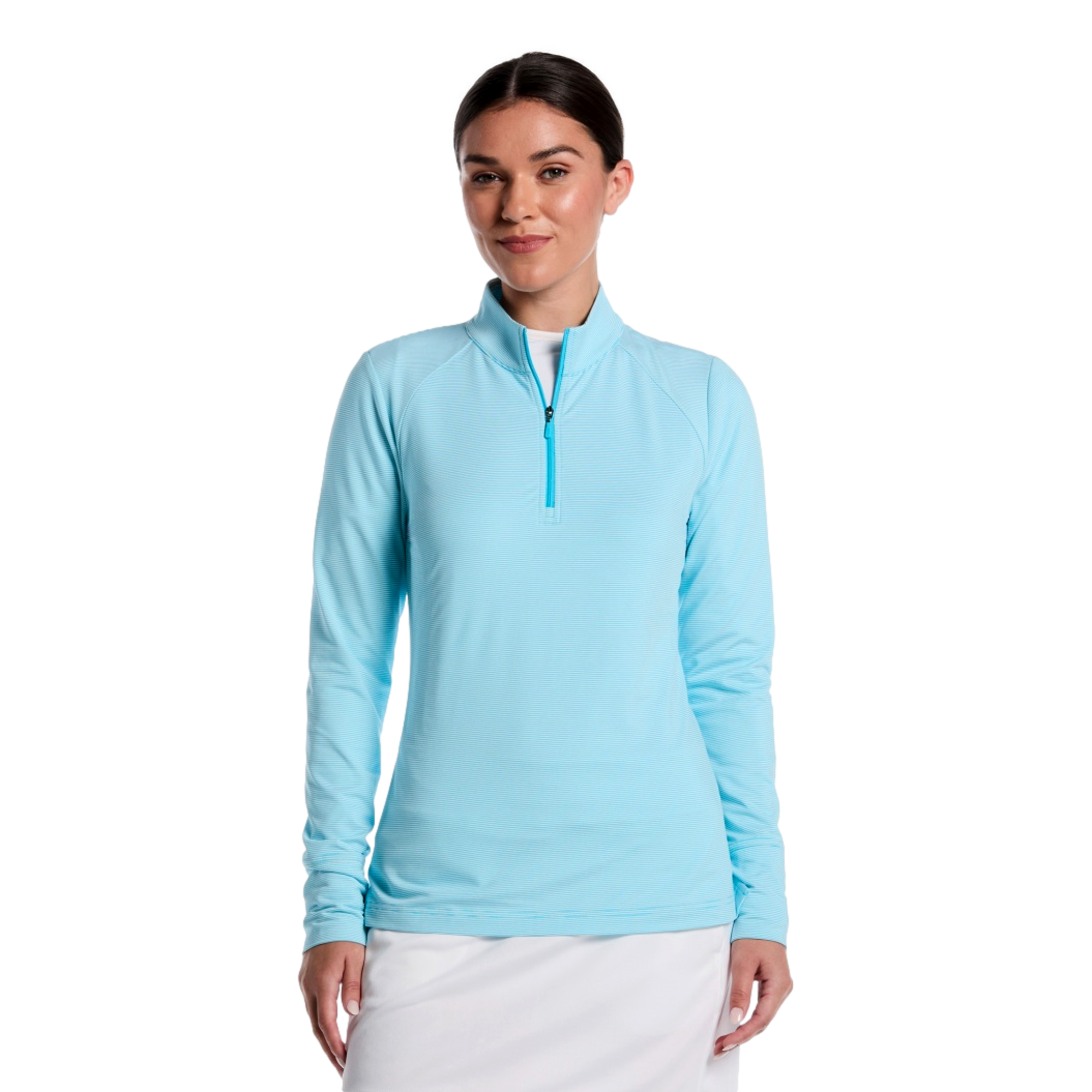 Lightweight Feeder Stripe Women's Golf Quarter Zip