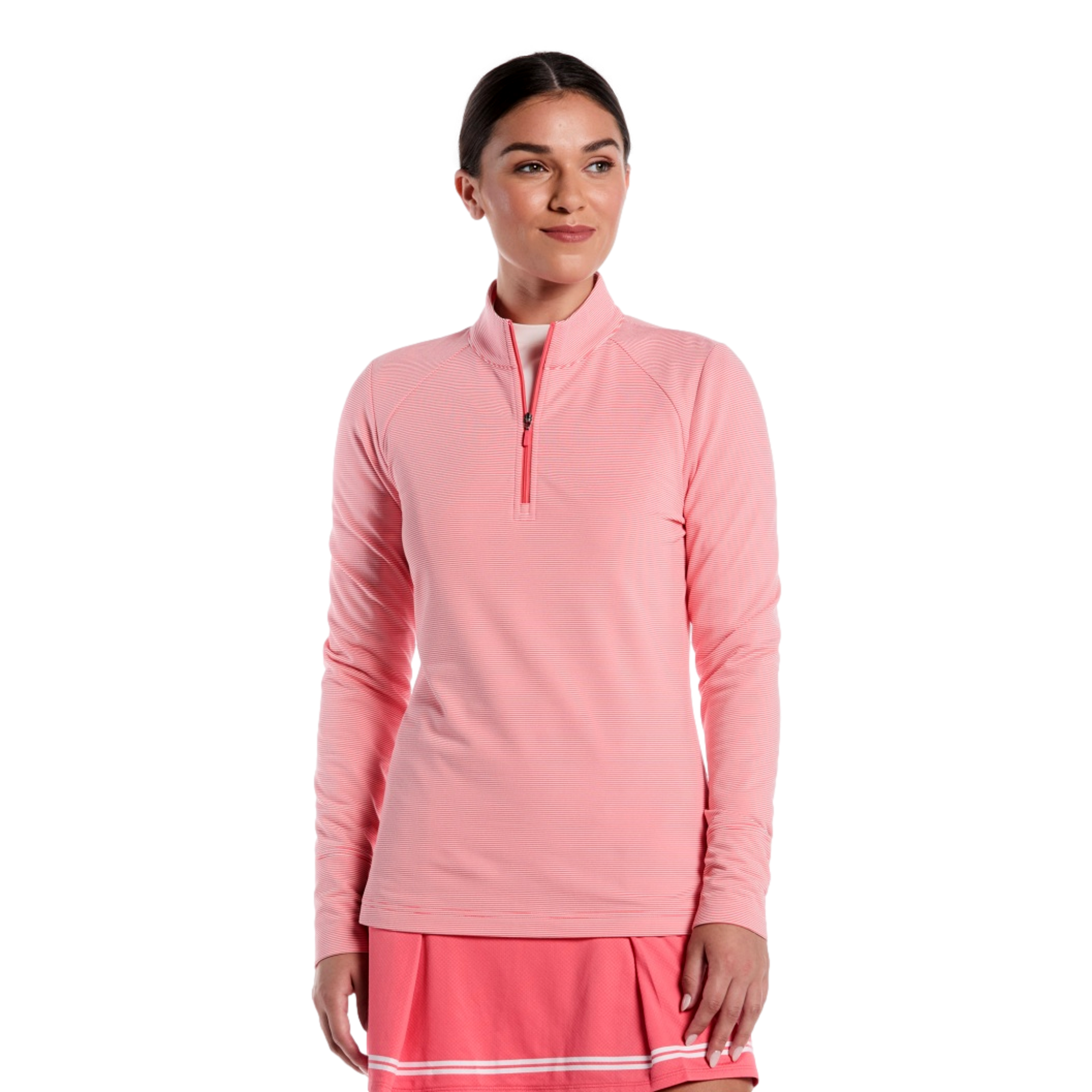 Lightweight Feeder Stripe Women's Golf Quarter Zip