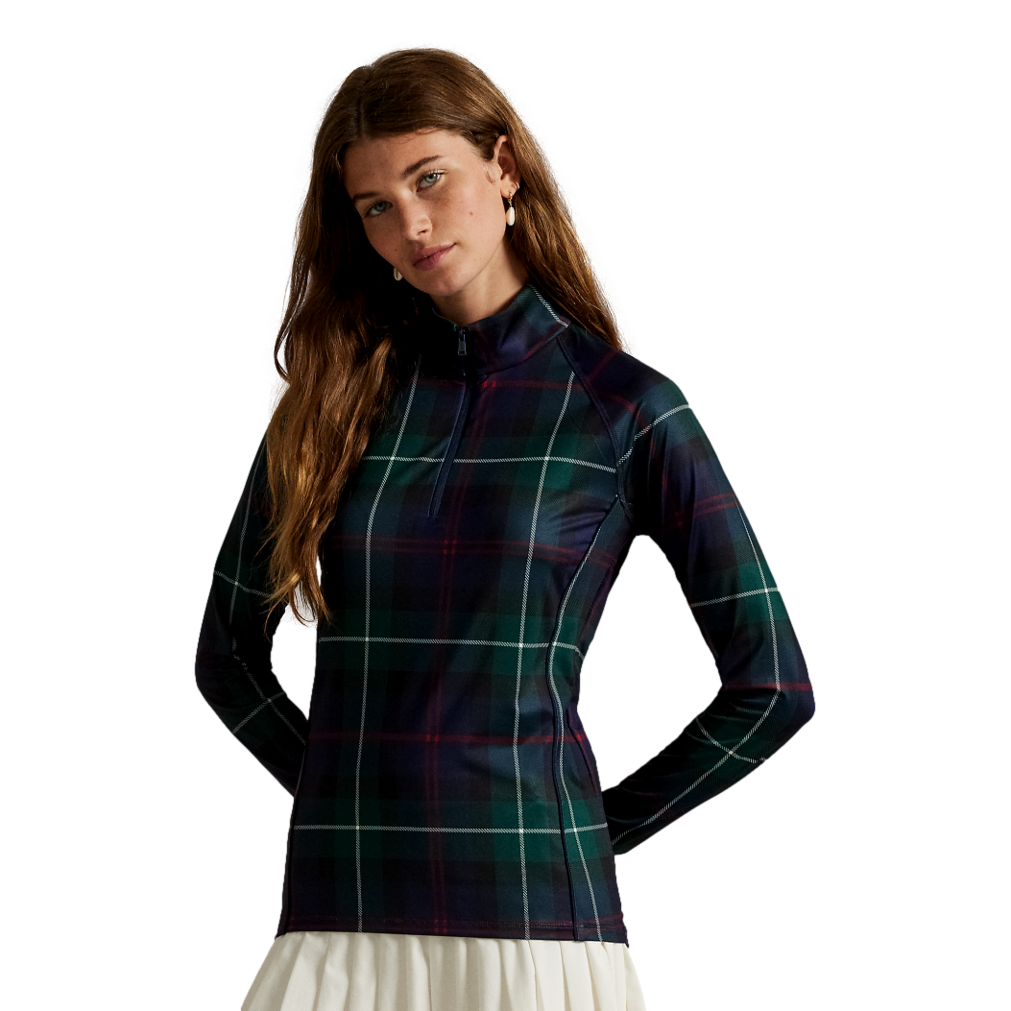 Plaid Women's Stretch Jersey Golf Quarter Zip