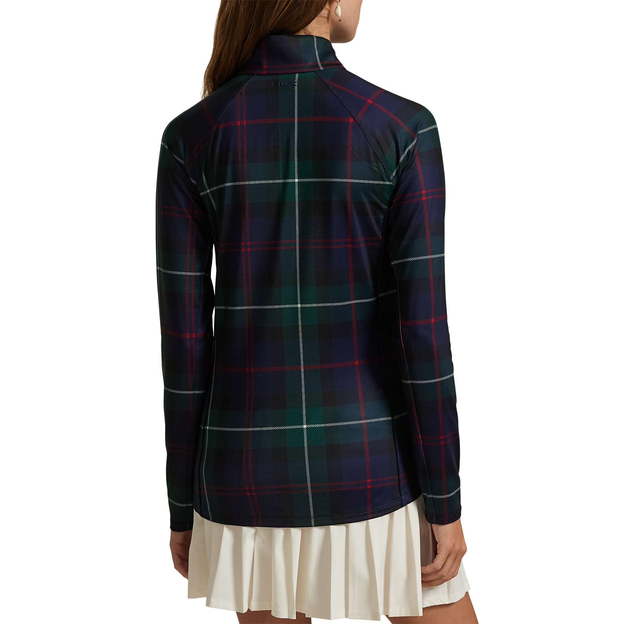 Plaid Stretch Jersey Women's Golf Quarter Zip