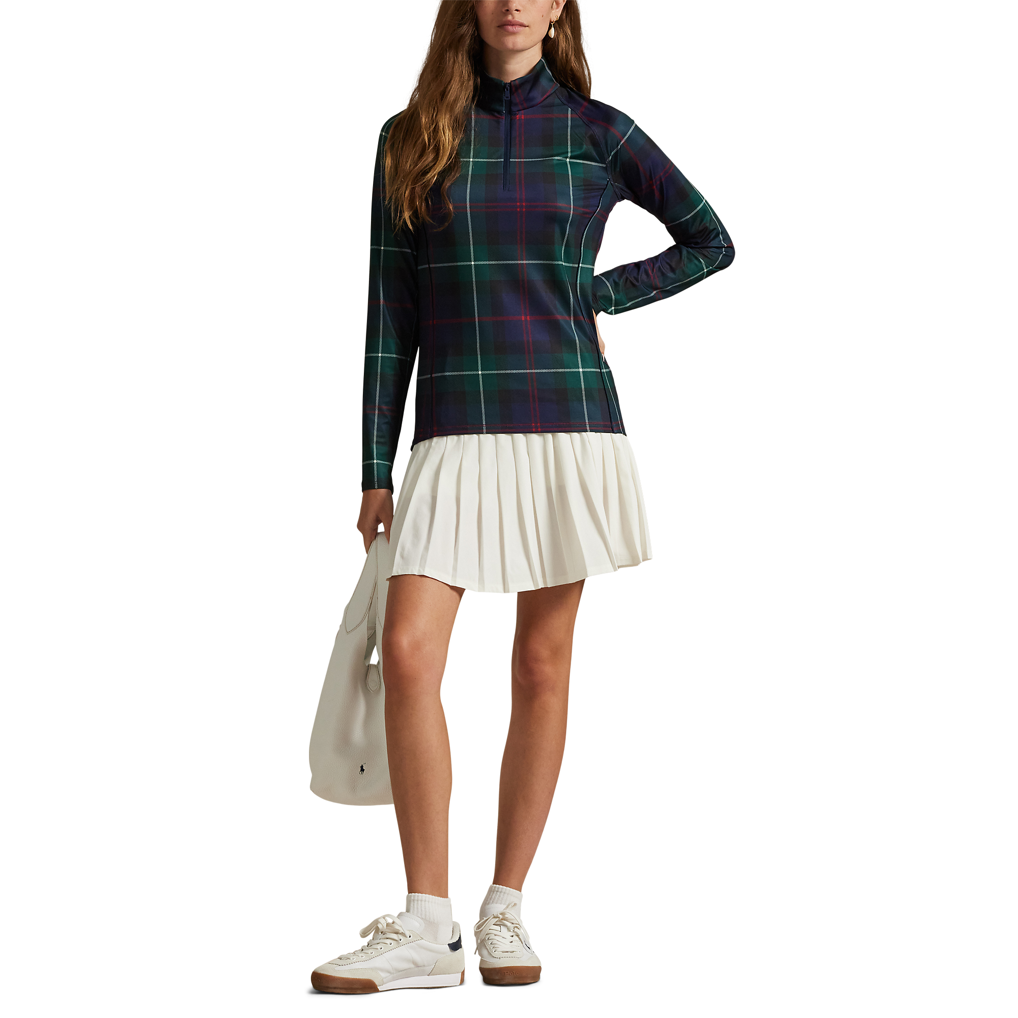 Plaid Stretch Jersey Women's Golf Quarter Zip