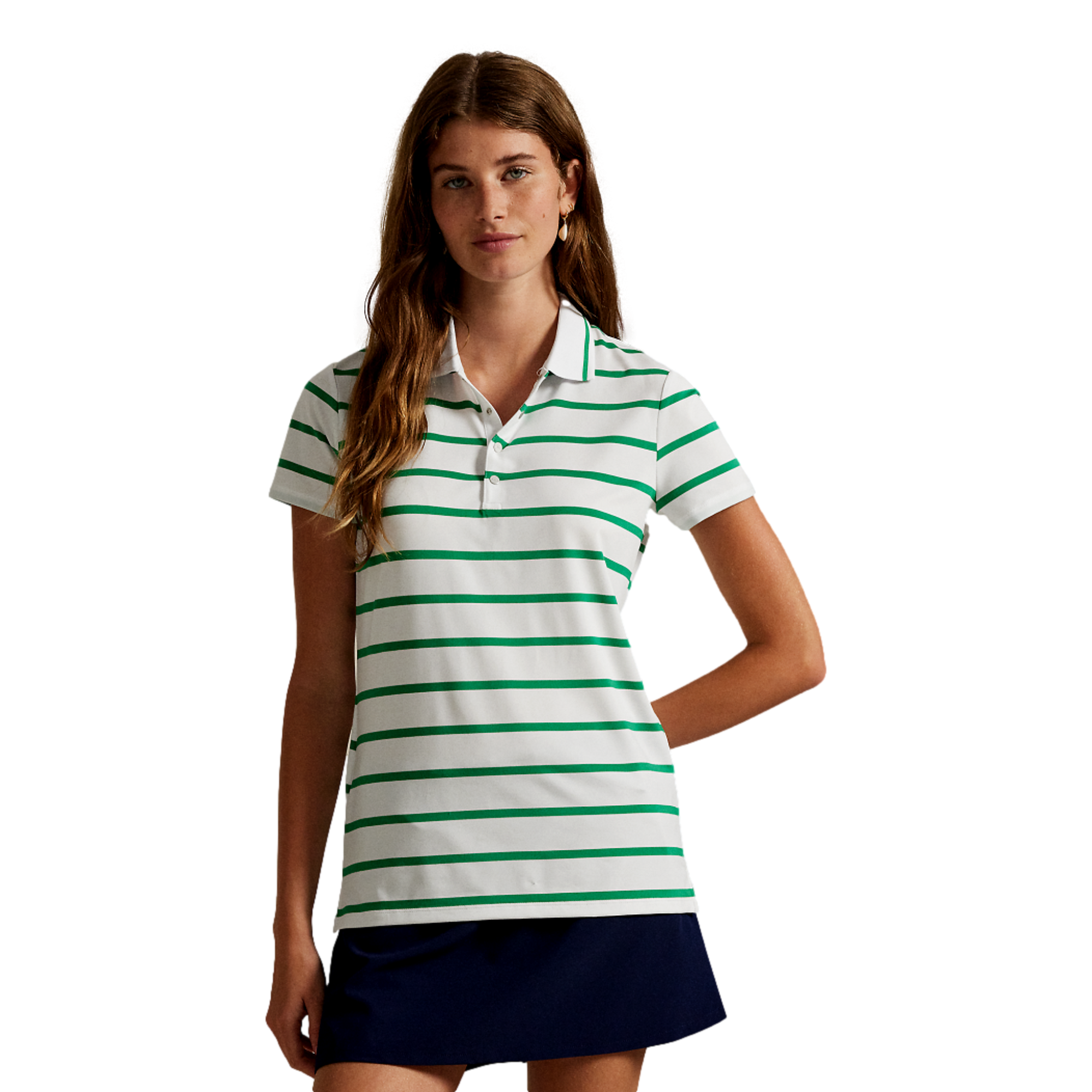 Striped Tailored Fit Stretch Jersey Women's Short Sleeve Golf Polo Shirt
