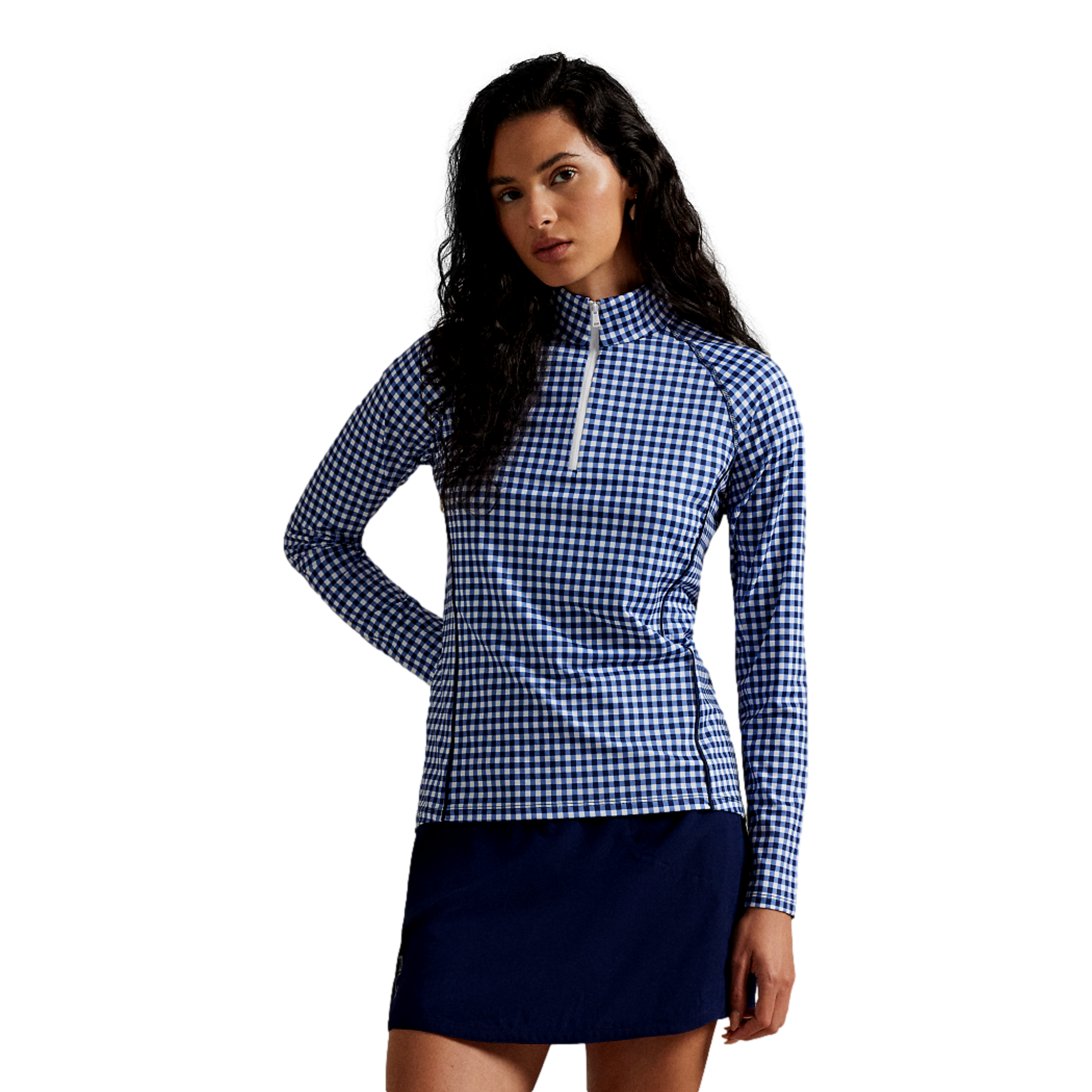 Gingham Stretch Jersey Women's Golf Quarter Zip