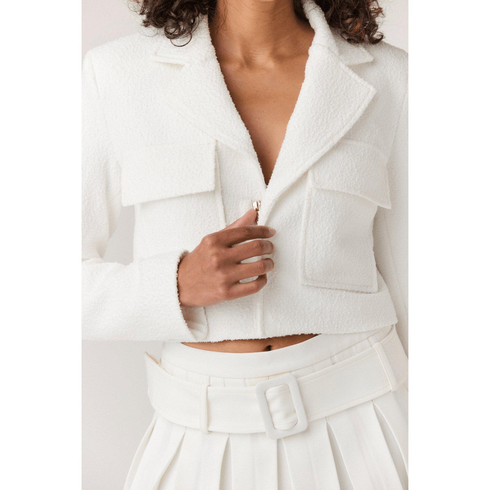 Boucl&eacute; Cropped Blazer Women's Golf Jacket
