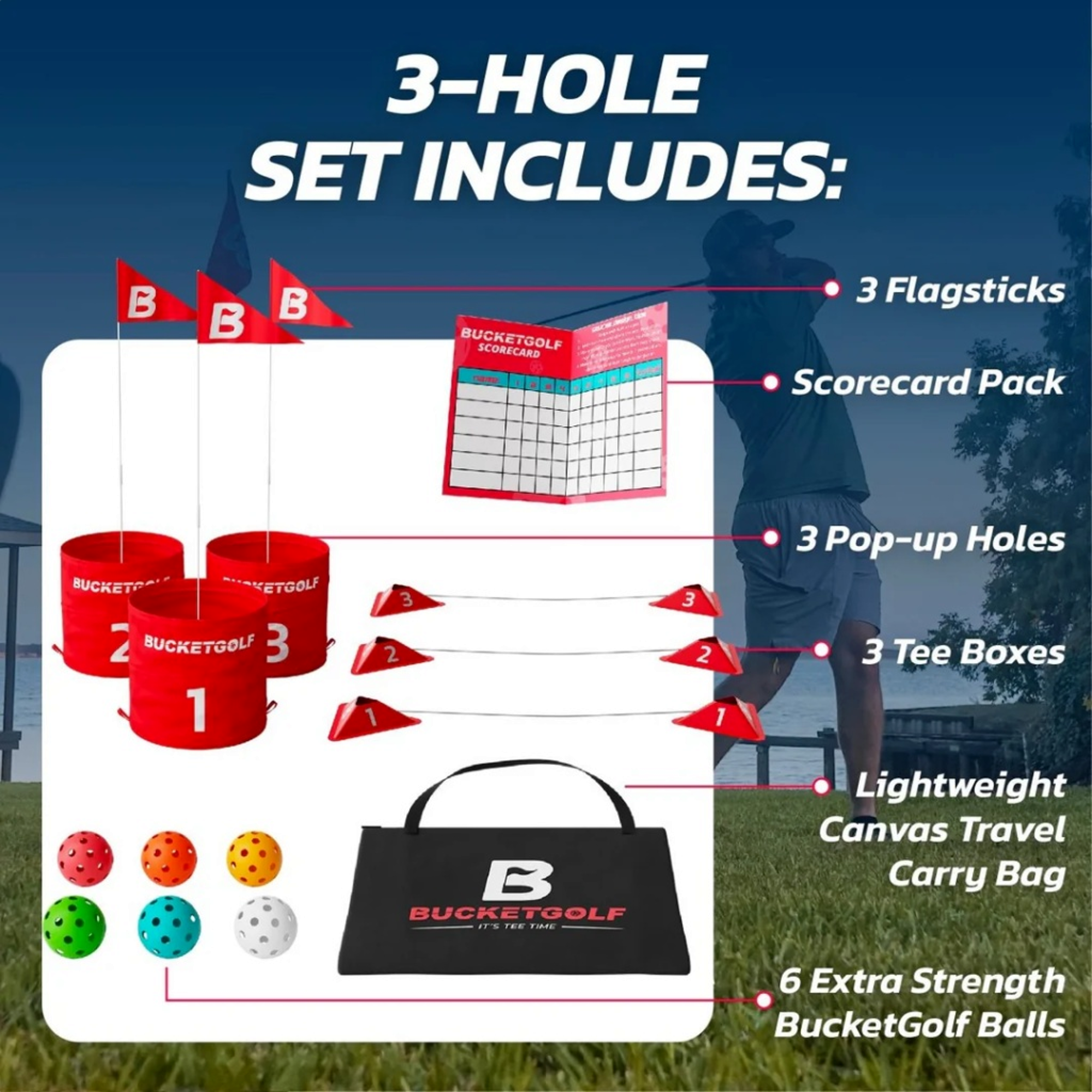 BucketGolf 3-Hole Golf Game Set