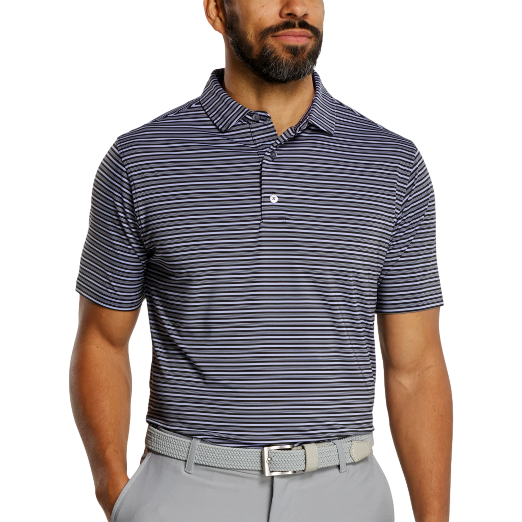 Shirting Stripe Lisle Men's Short Sleeve Golf Polo Shirt
