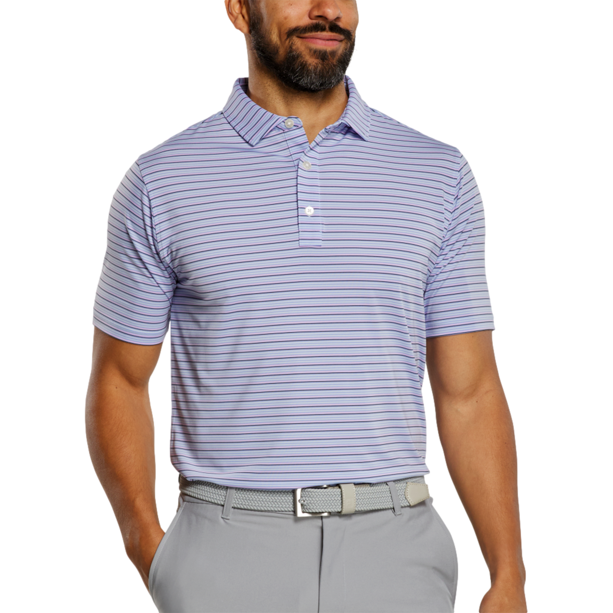 Multi Stripe Lisle Men's Short Sleeve Golf Polo Shirt
