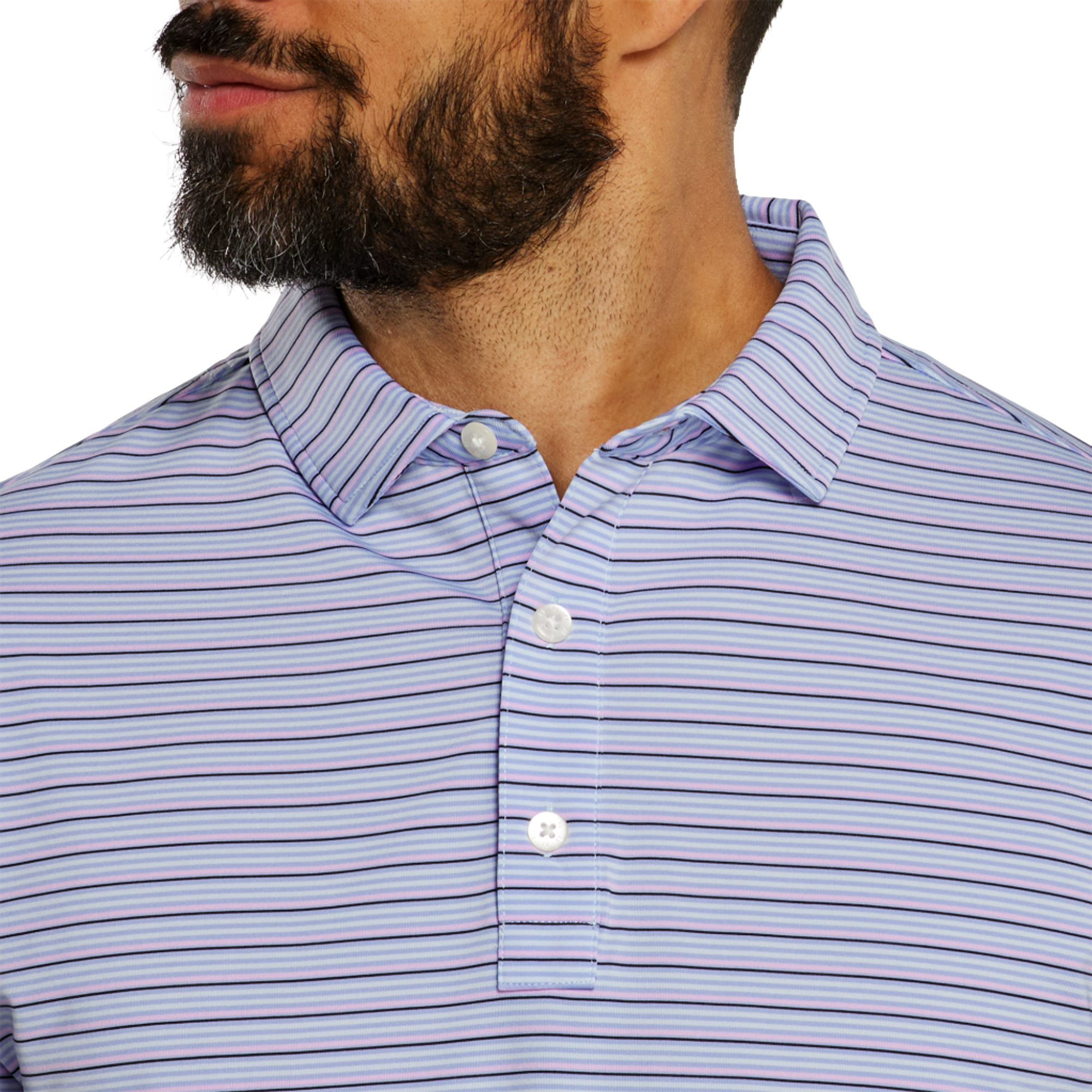 Multi Stripe Lisle Men's Short Sleeve Golf Polo Shirt