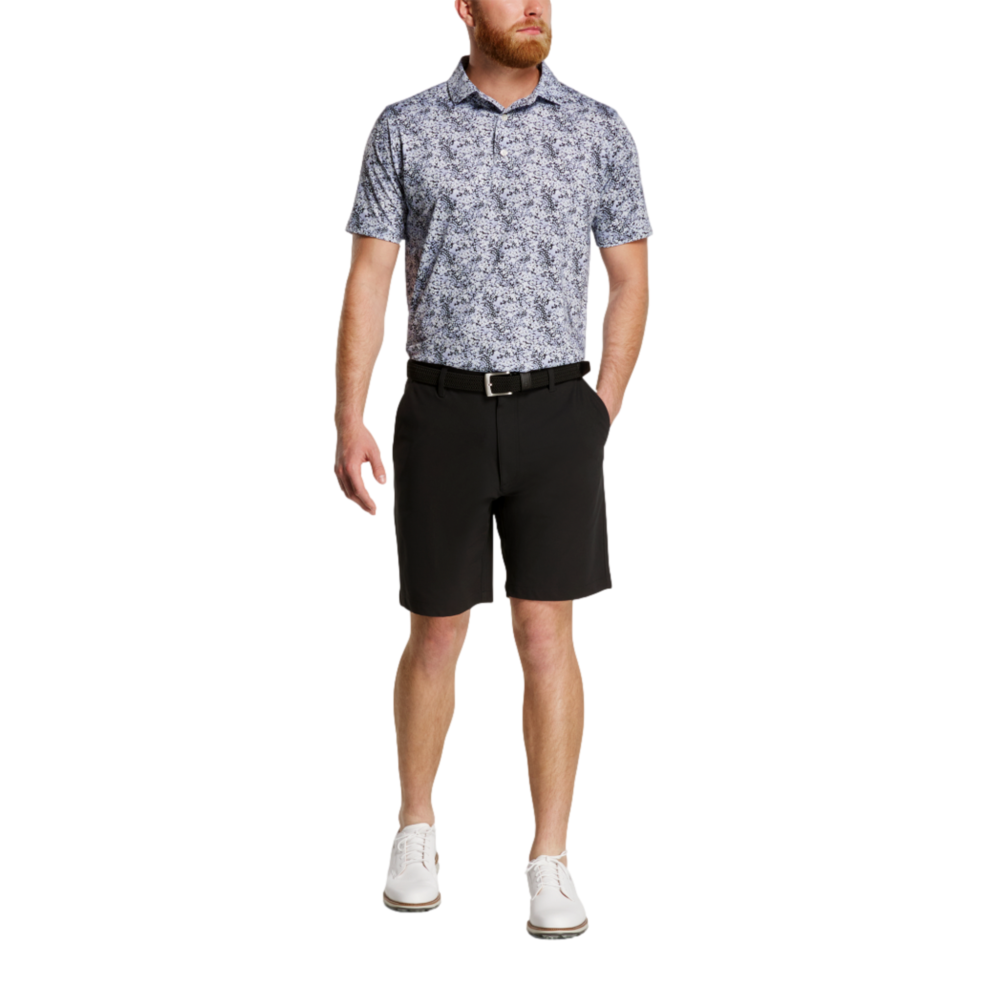 Garden Print Lisle Men's Short Sleeve Golf Polo Shirt