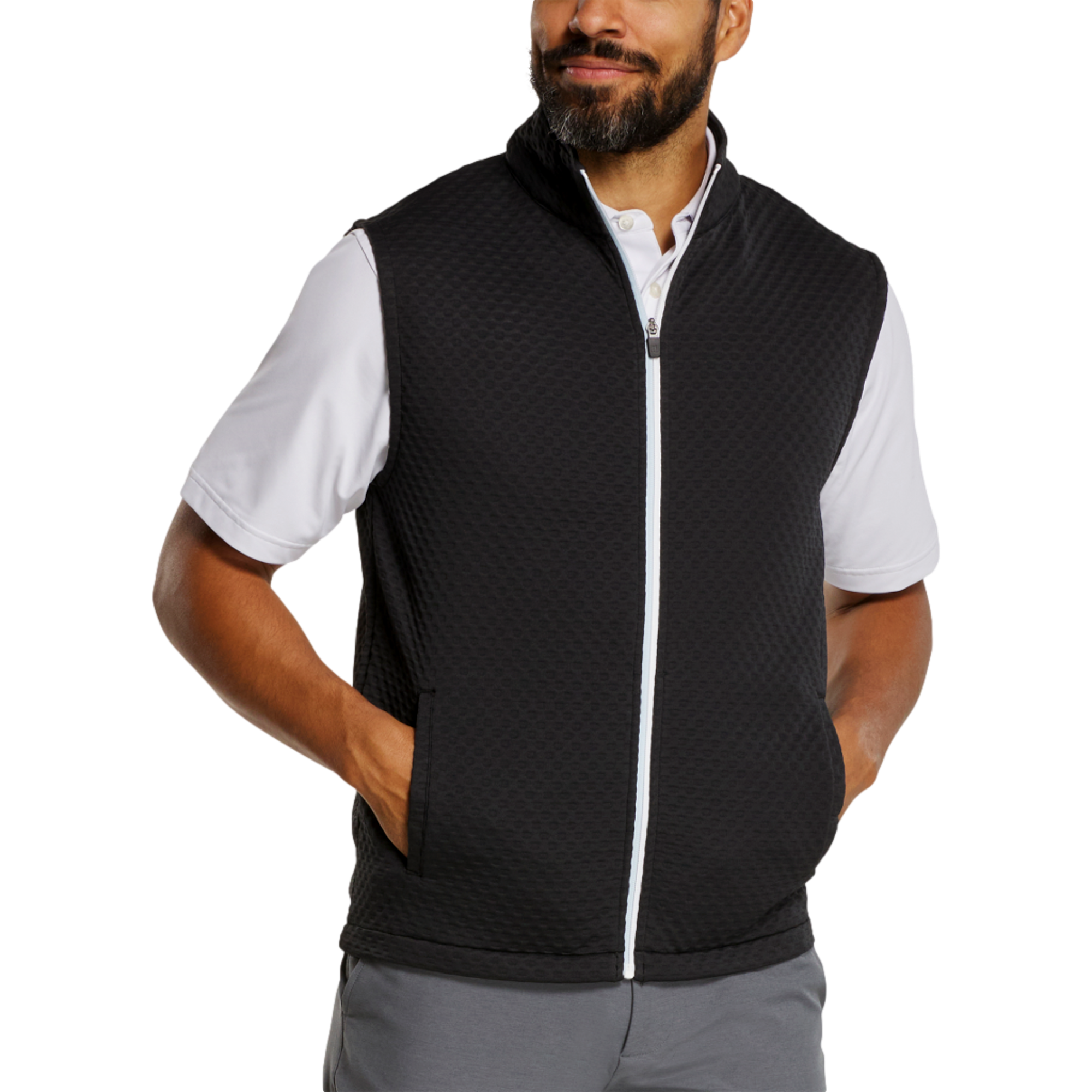 Textured Knit Men's Full Zip Golf Vest