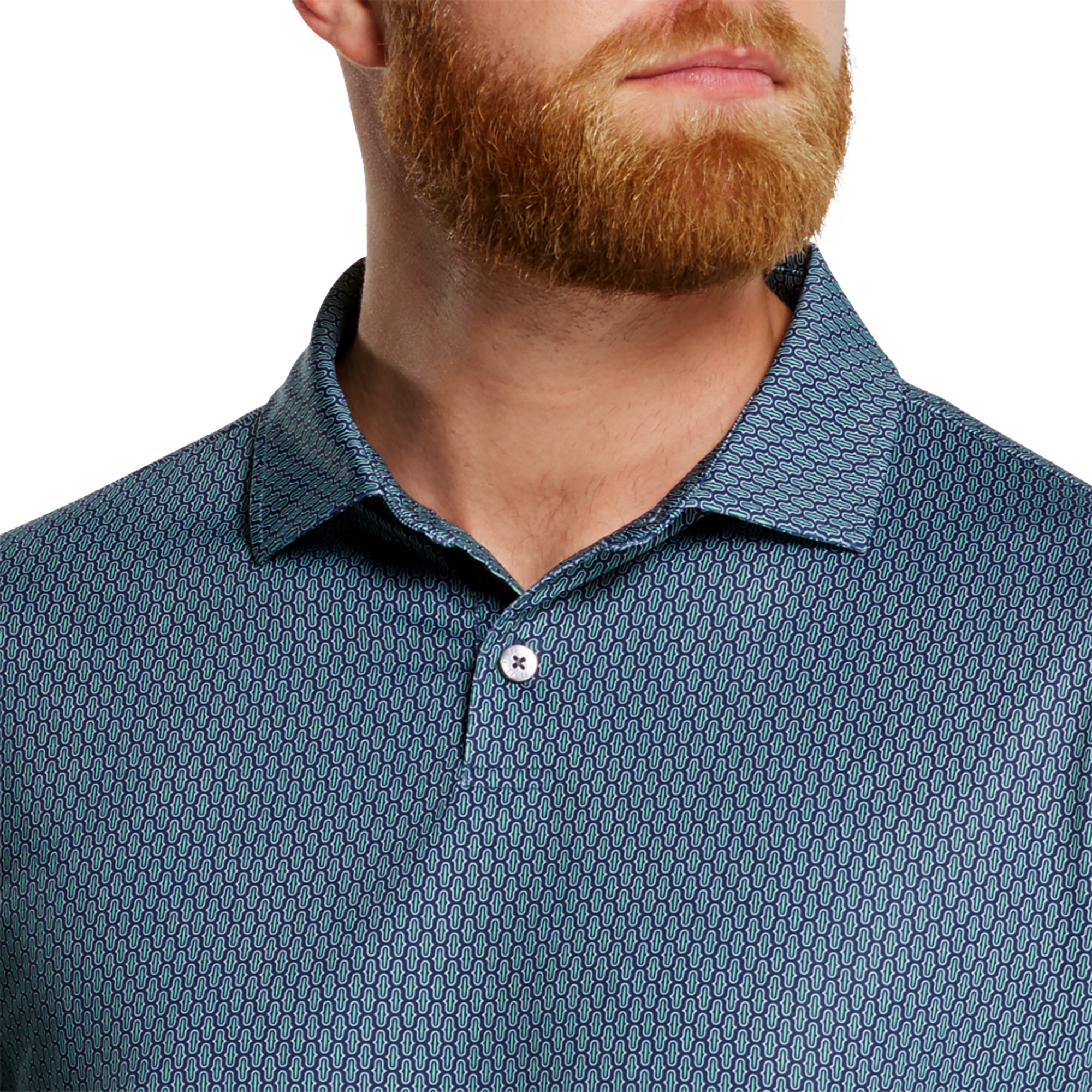 Bracket Print Lisle Men's Short Sleeve Golf Polo Shirt