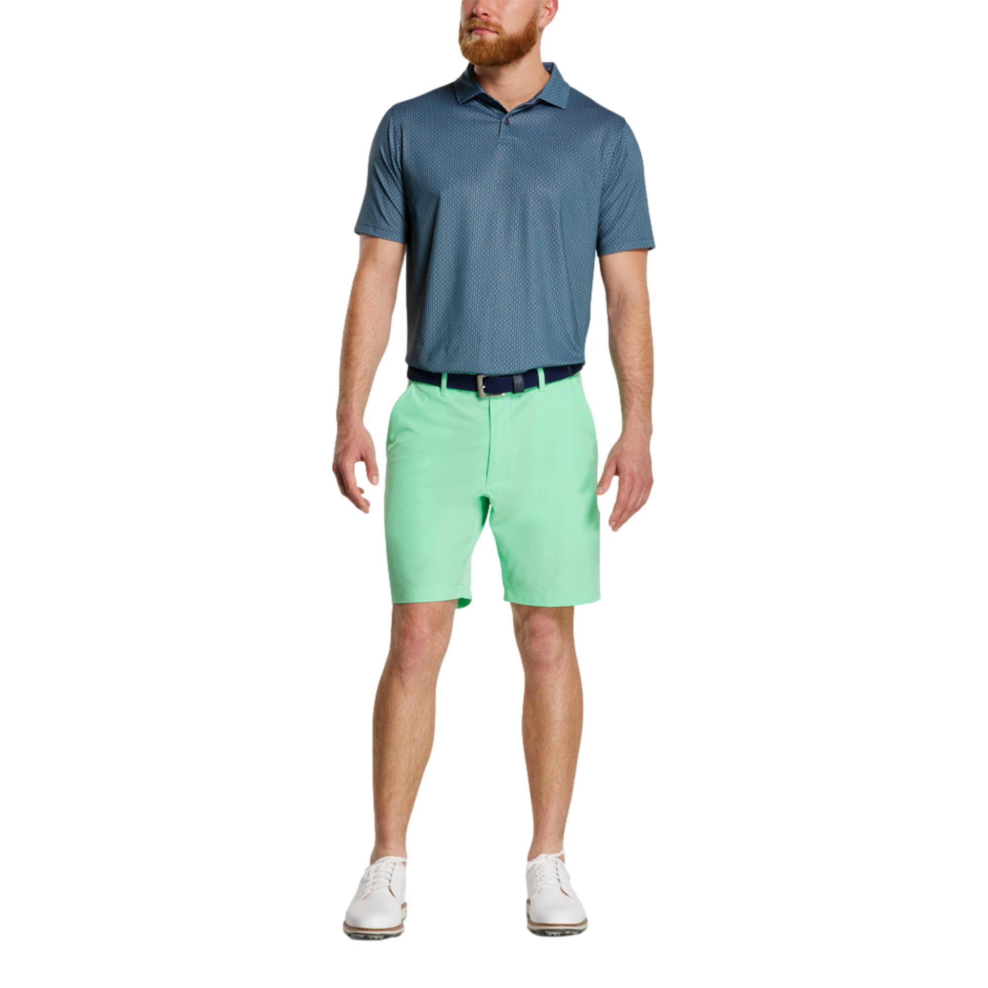 Bracket Print Lisle Men's Short Sleeve Golf Polo Shirt