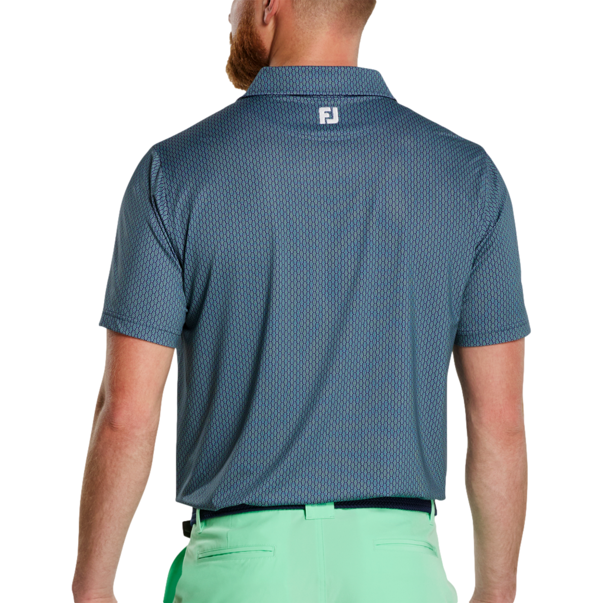 Bracket Print Lisle Men's Short Sleeve Golf Polo Shirt