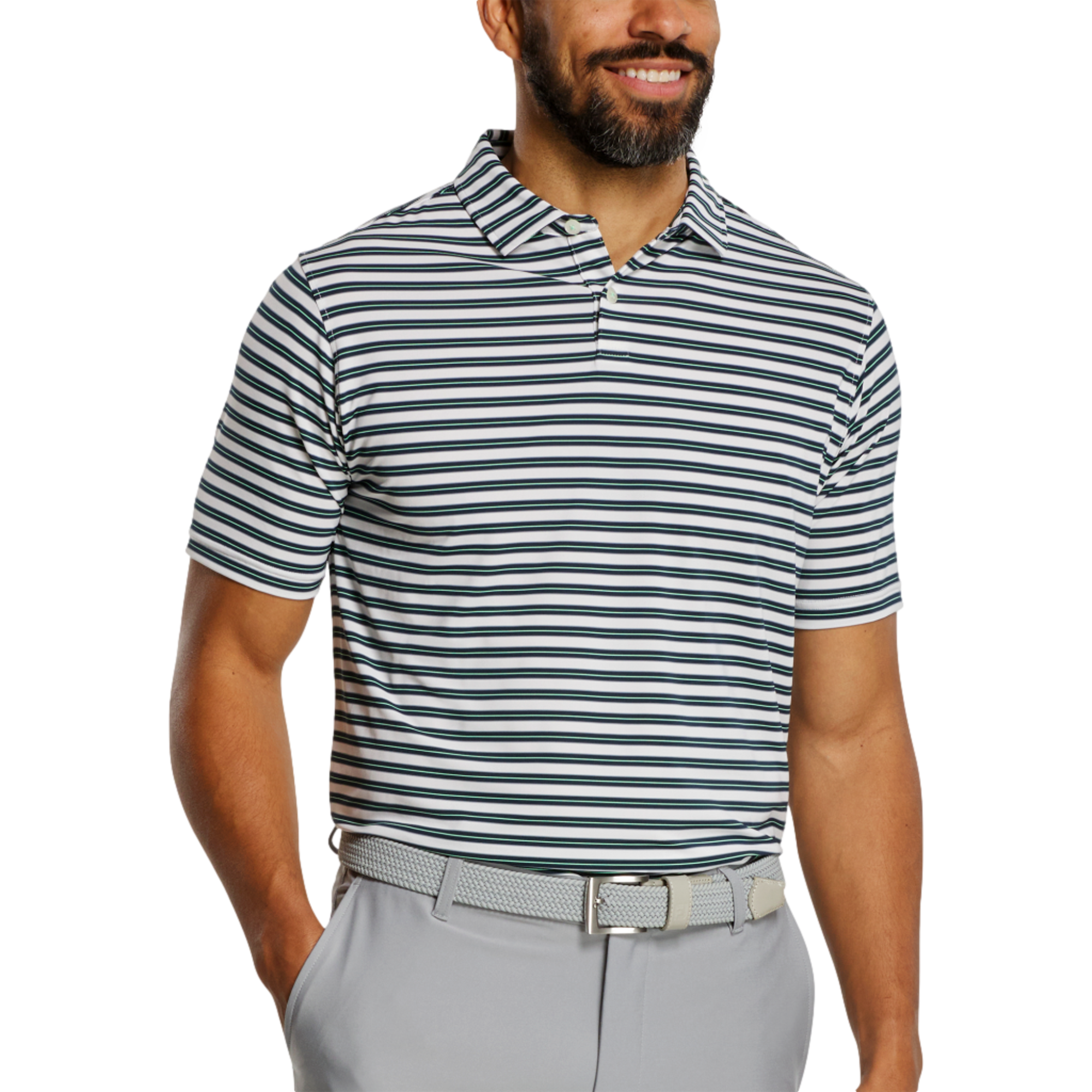 Classic Stripe Lisle Men's Short Sleeve Golf Polo Shirt