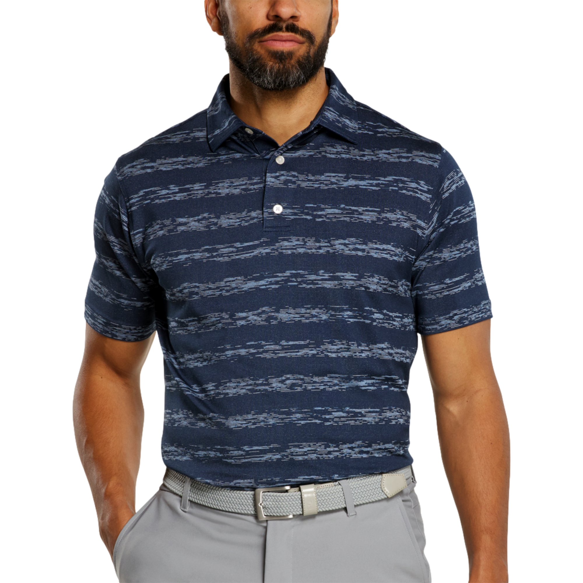 Ikat Stripe Lisle Men's Short Sleeve Golf Polo Shirt