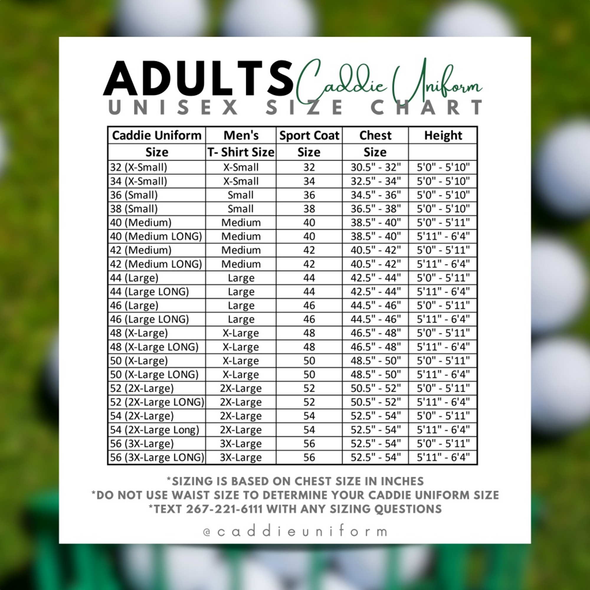 Adults Custom Caddie Uniform With Name and Number