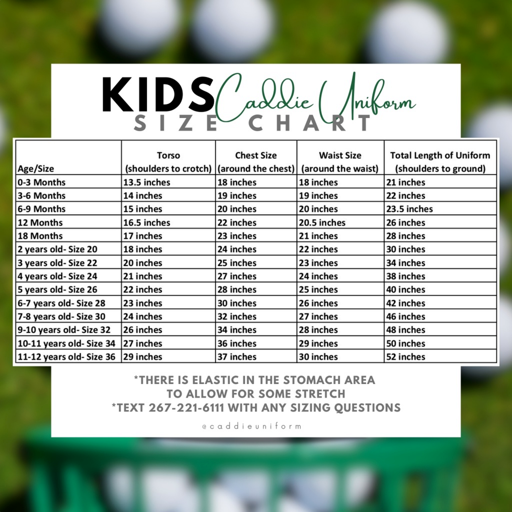Kids Custom Caddie Uniform With Name and Number