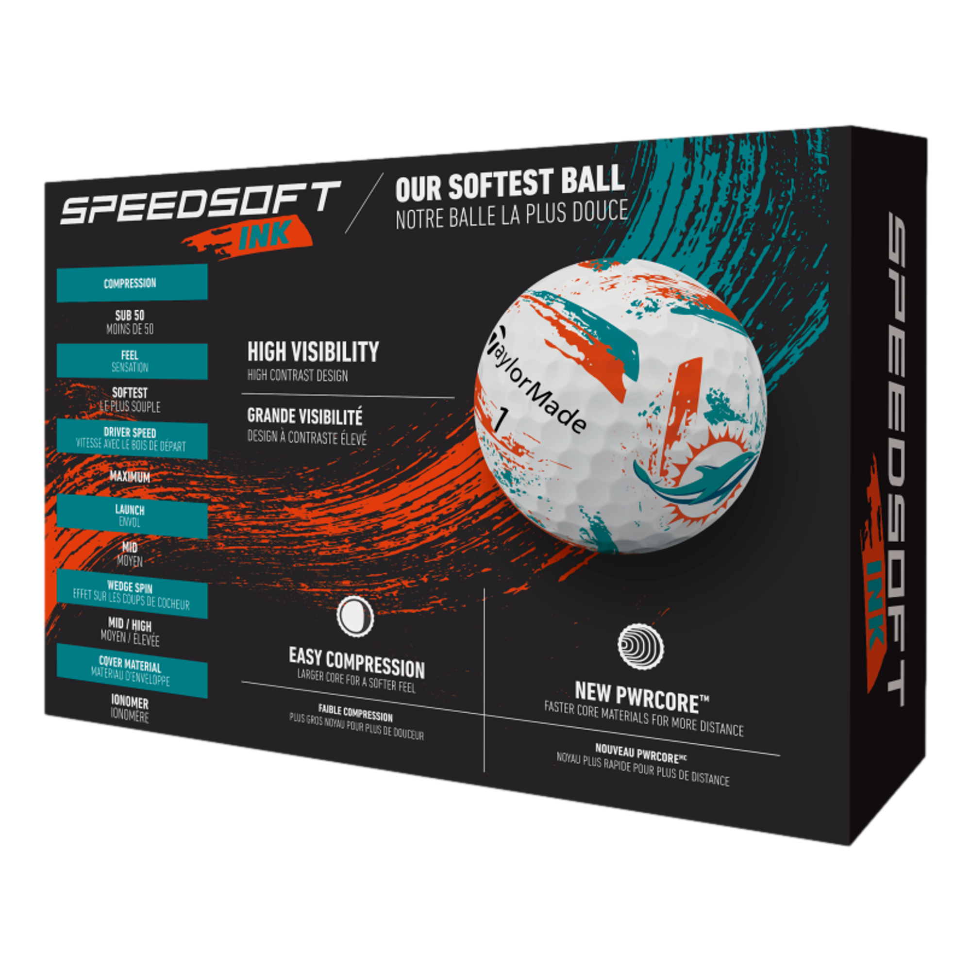 SpeedSoft INK NFL Dolphins Golf Balls