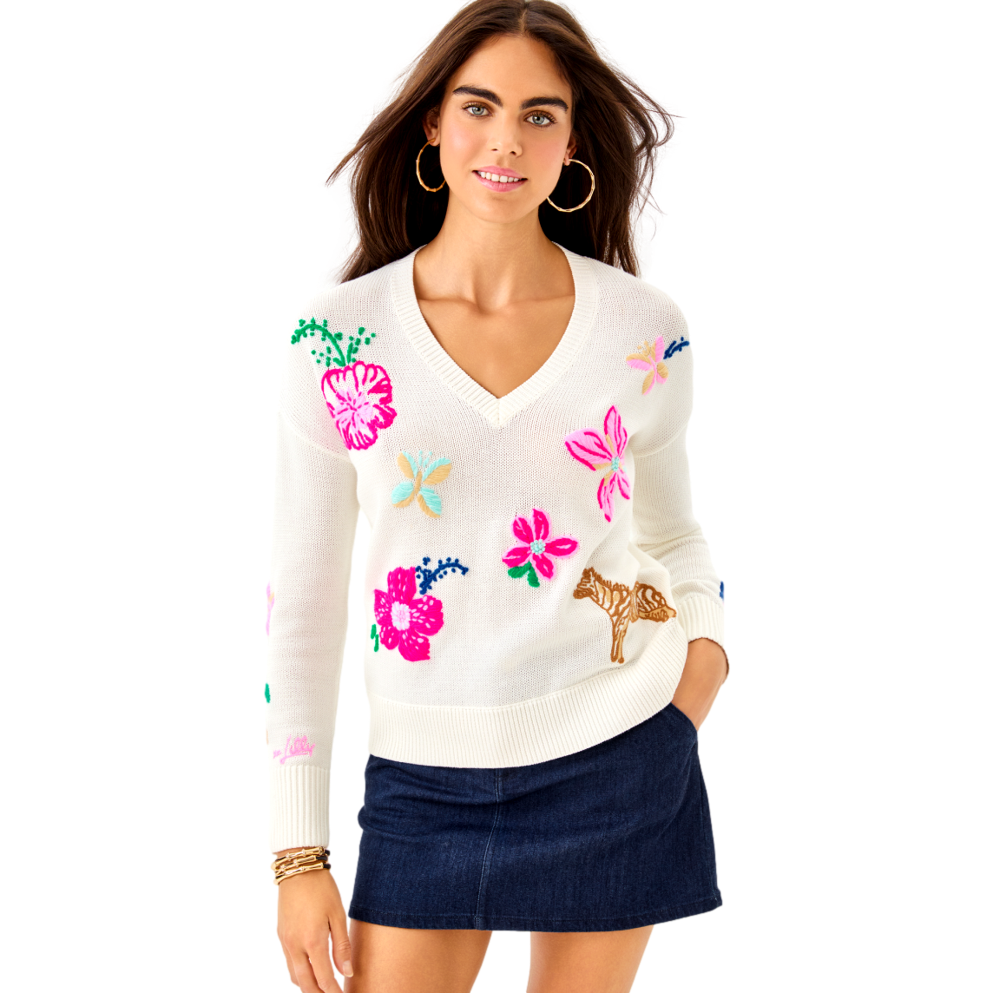 Women's Tensley V-Neck Embroidered Golf Sweater