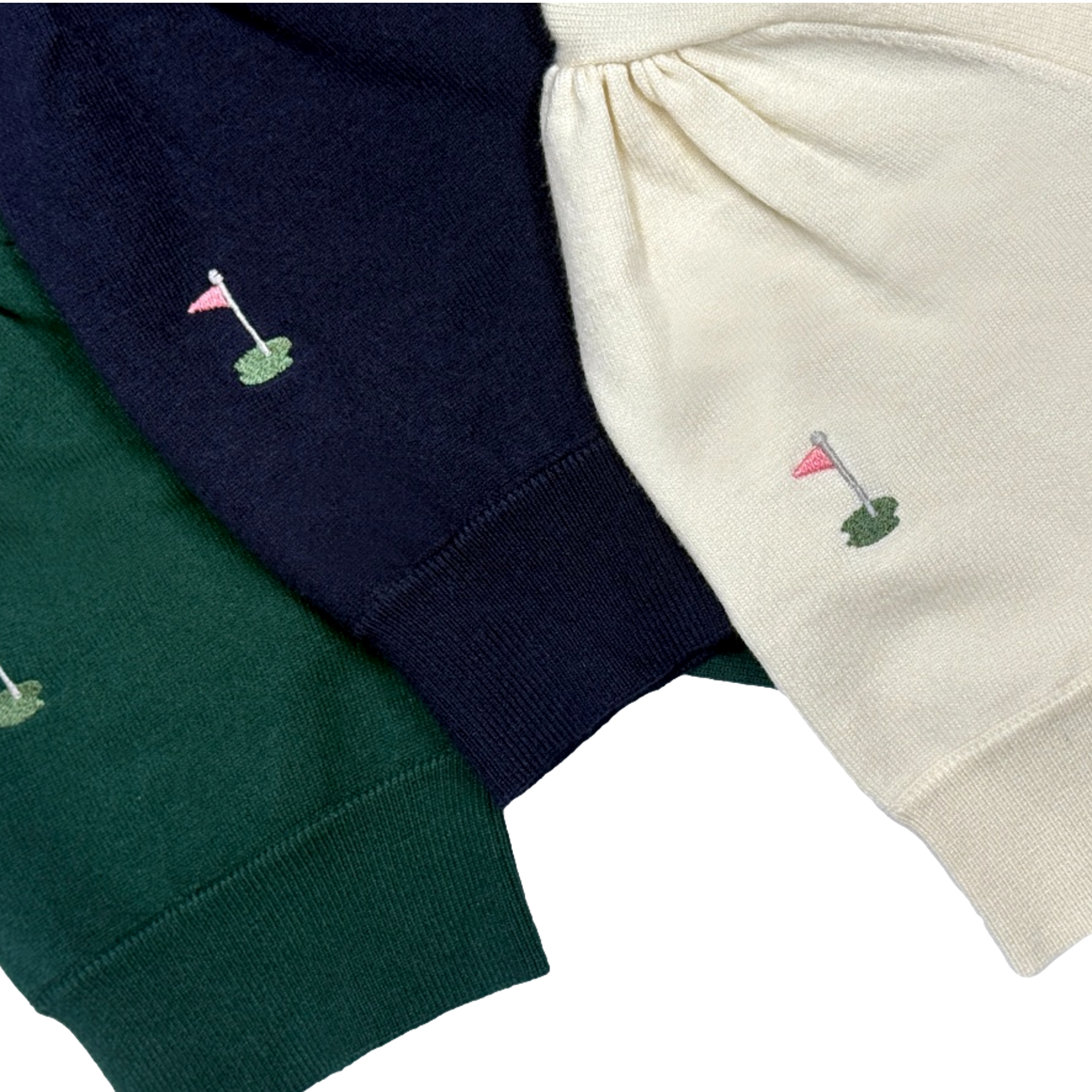 Women's Golf Flag Embroidered Short Sleeve Sweater
