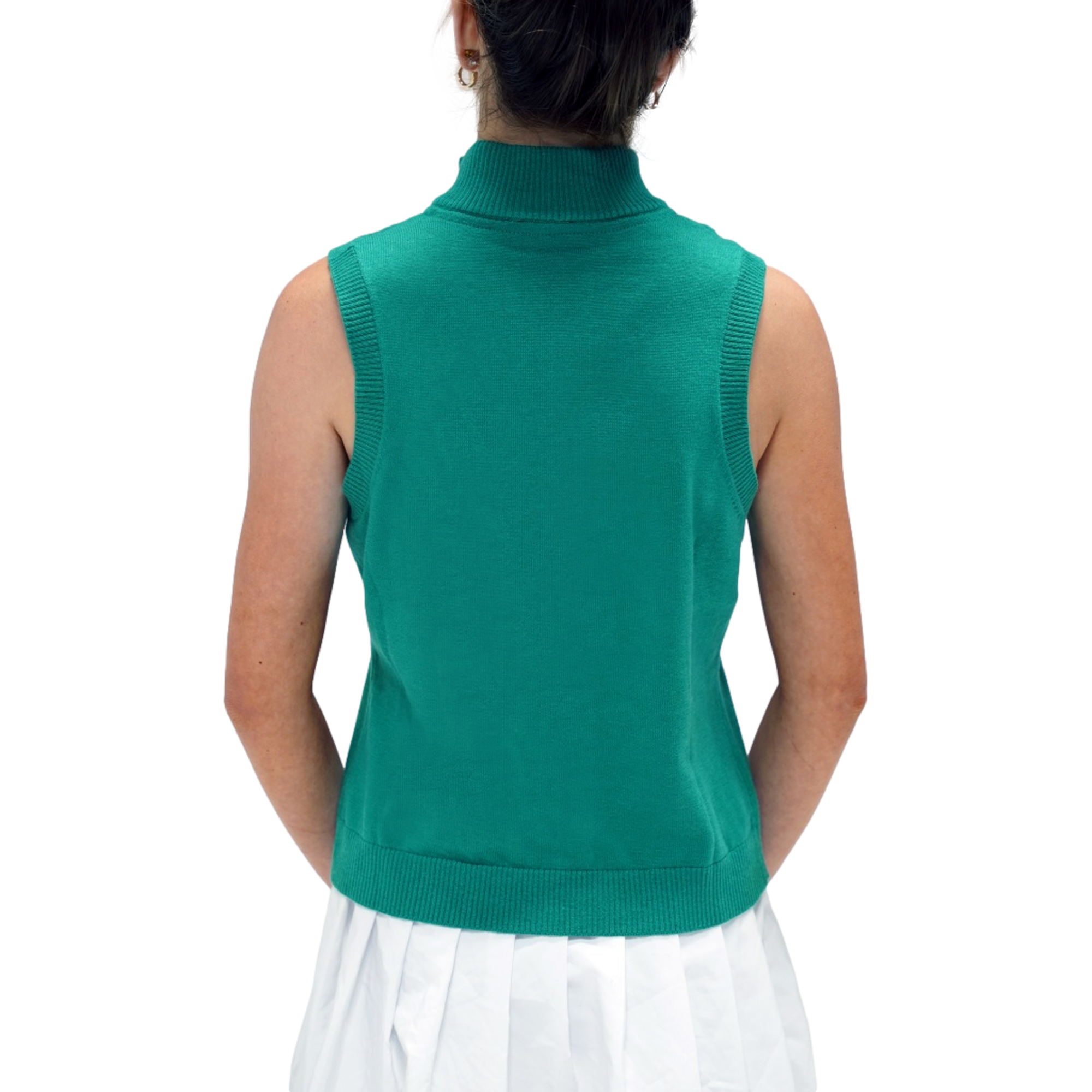 Mockneck Neck Knit Quarter Zip Vest Women's Sleeveless Golf Shirt