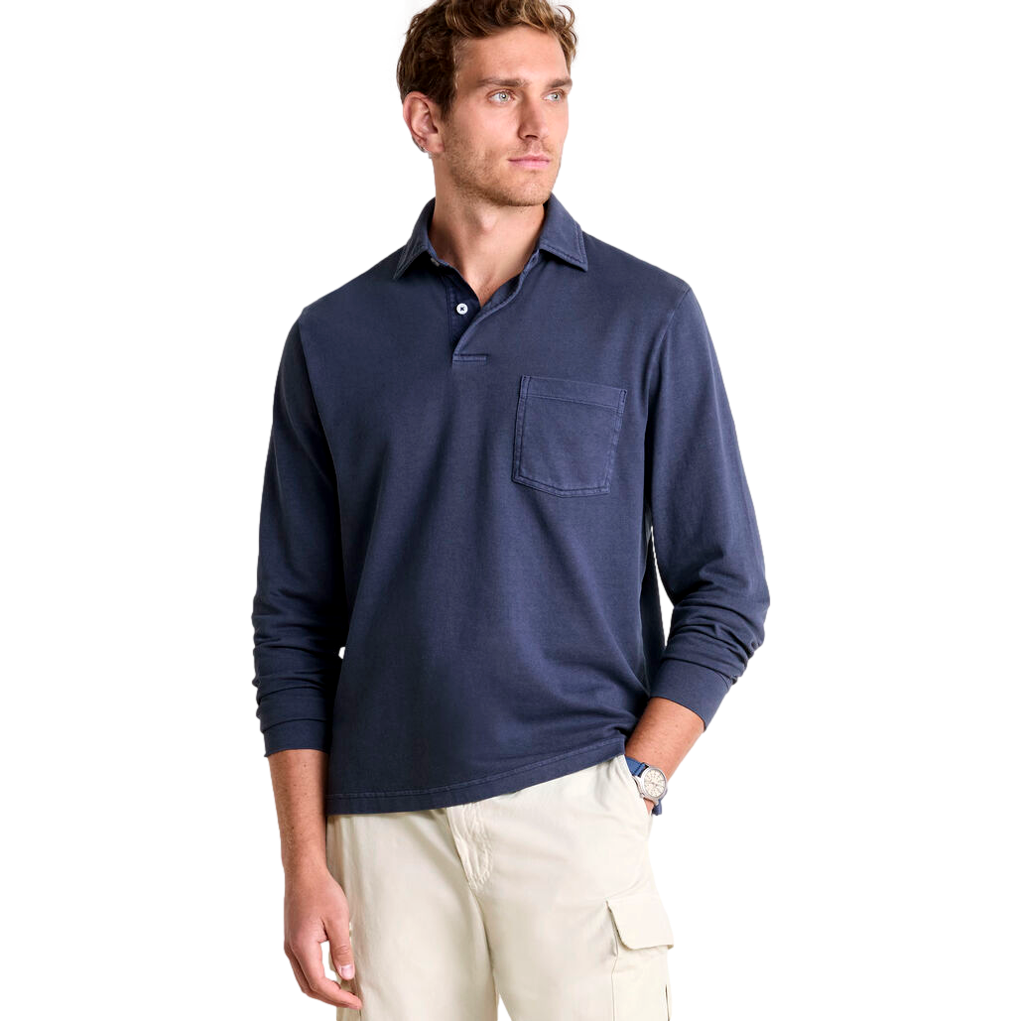 Lived-In Pique Men's Long Sleeve Golf Polo Shirt