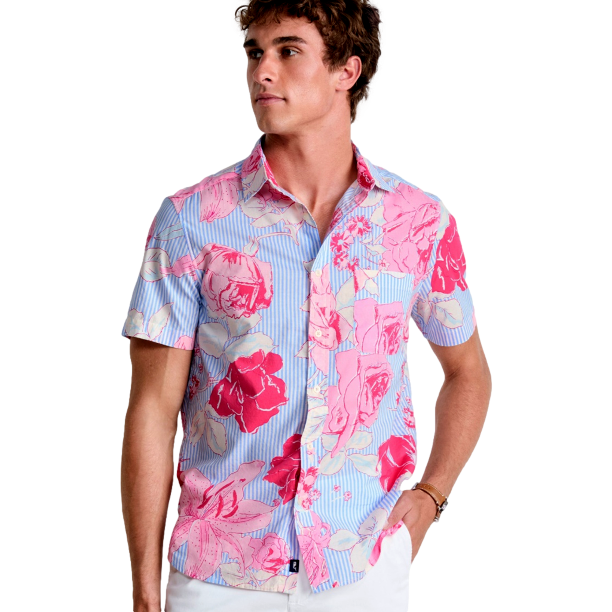 Kentucky Derby Bryndle Rose Madras Short-Sleeve Shirt