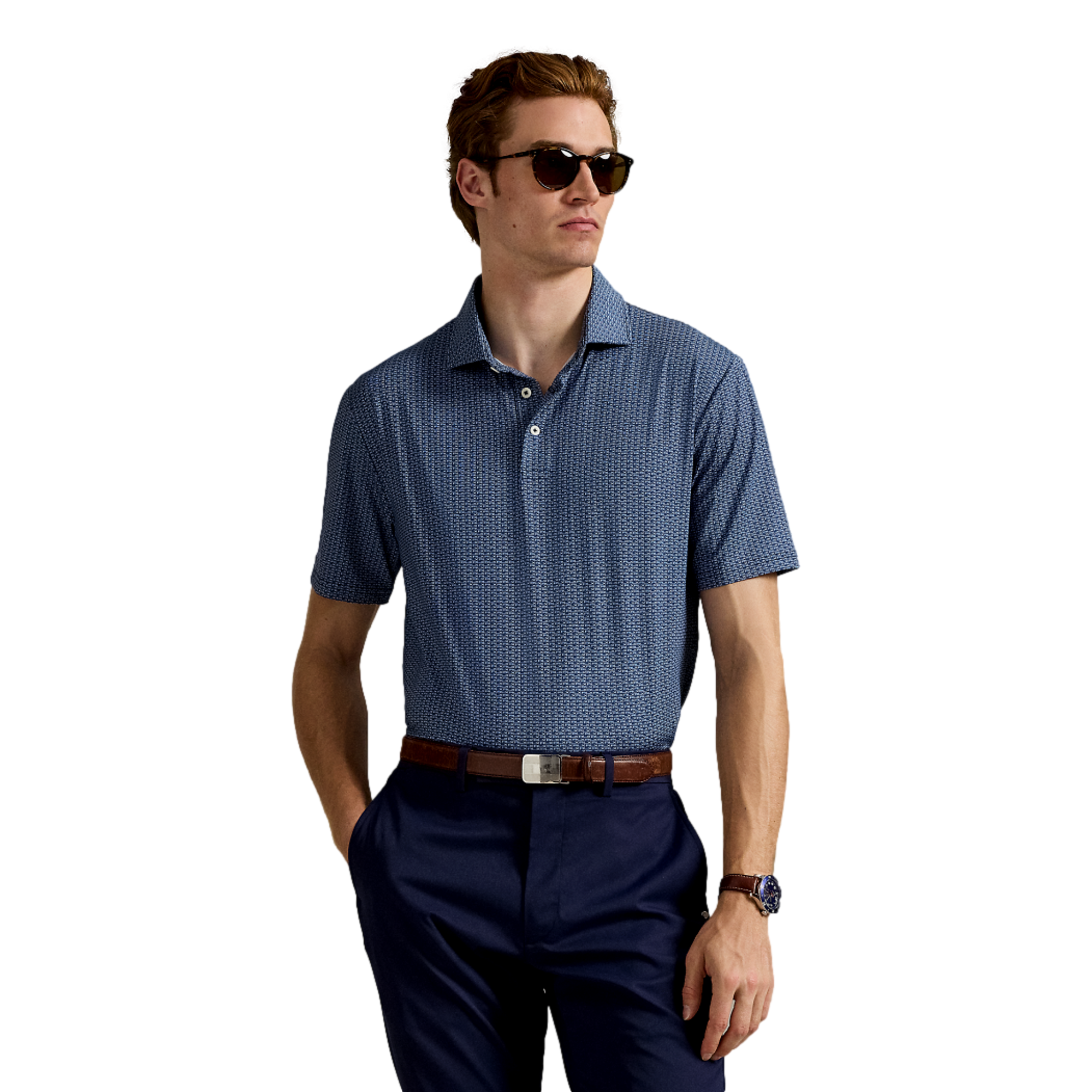 Airflow Printed Men's Short Sleeve Golf Polo Shirt