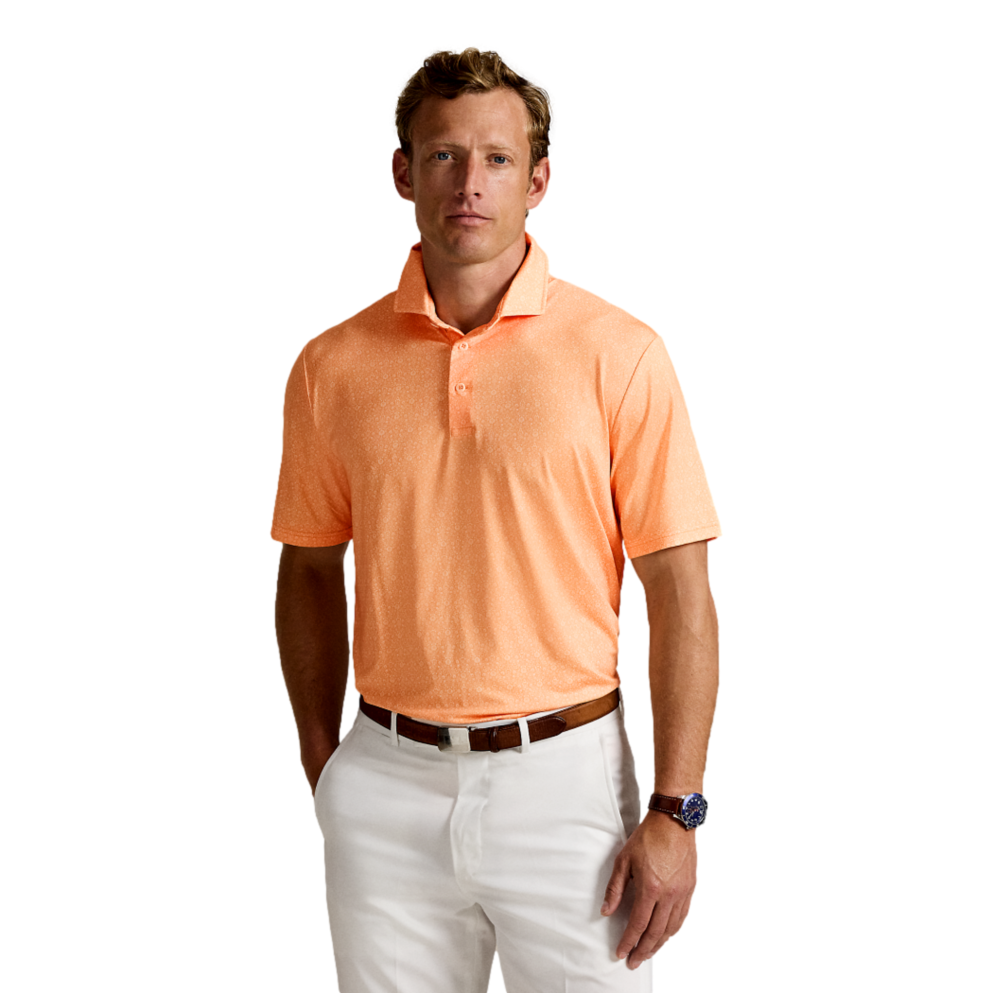 Airflow Men's Short Sleeve Printed Golf Polo Shirt
