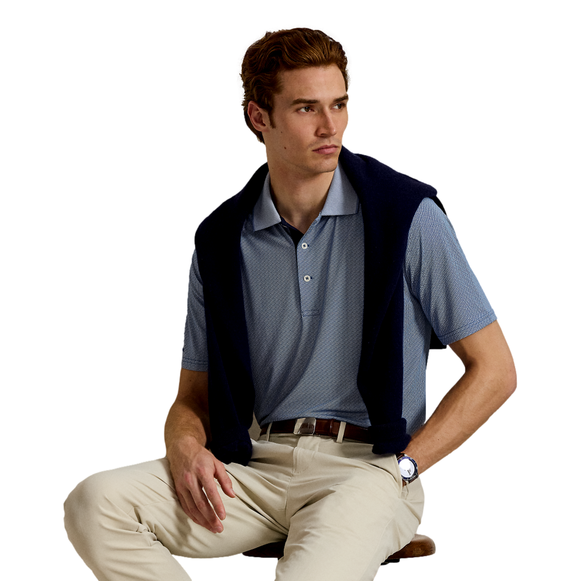 Airflow Printed Men's Short Sleeve Golf Polo Shirt