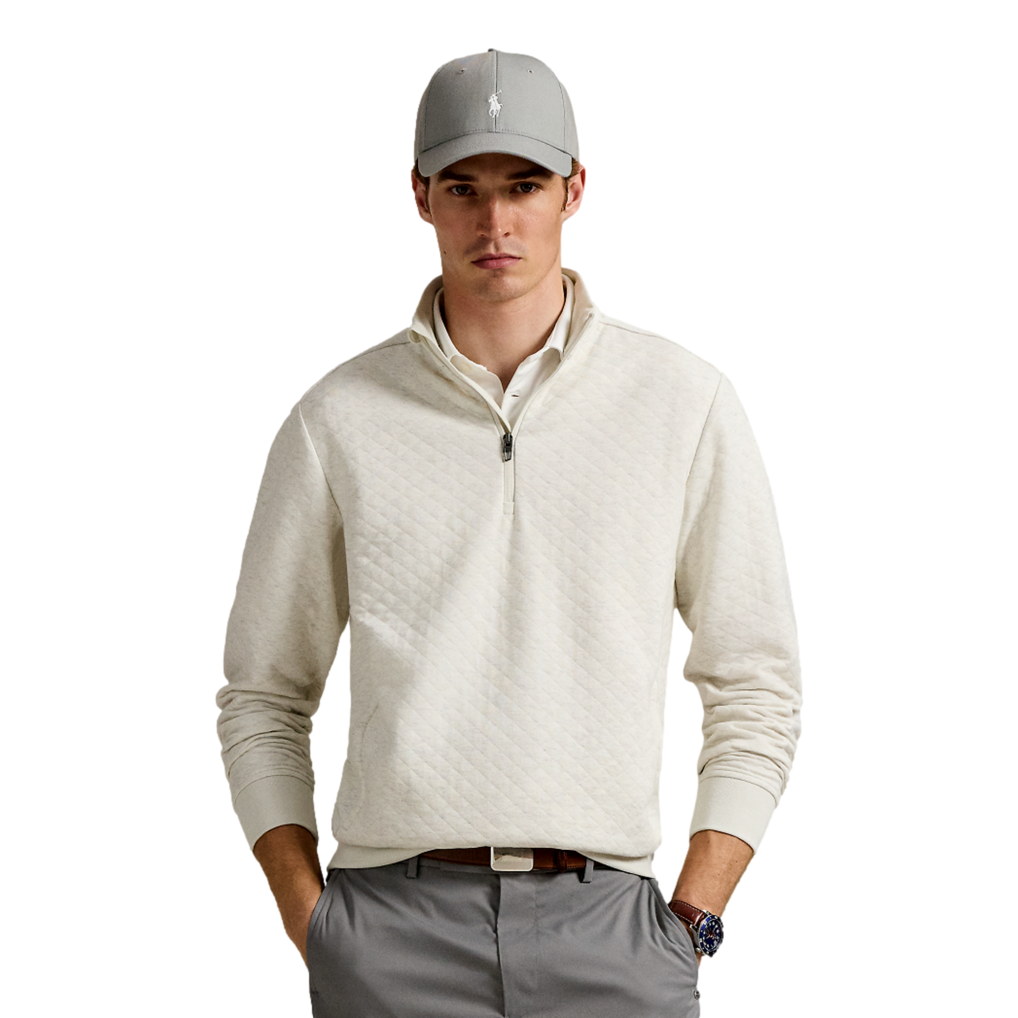 Modern Quilted Double Knit Men's Golf Quarter Zip