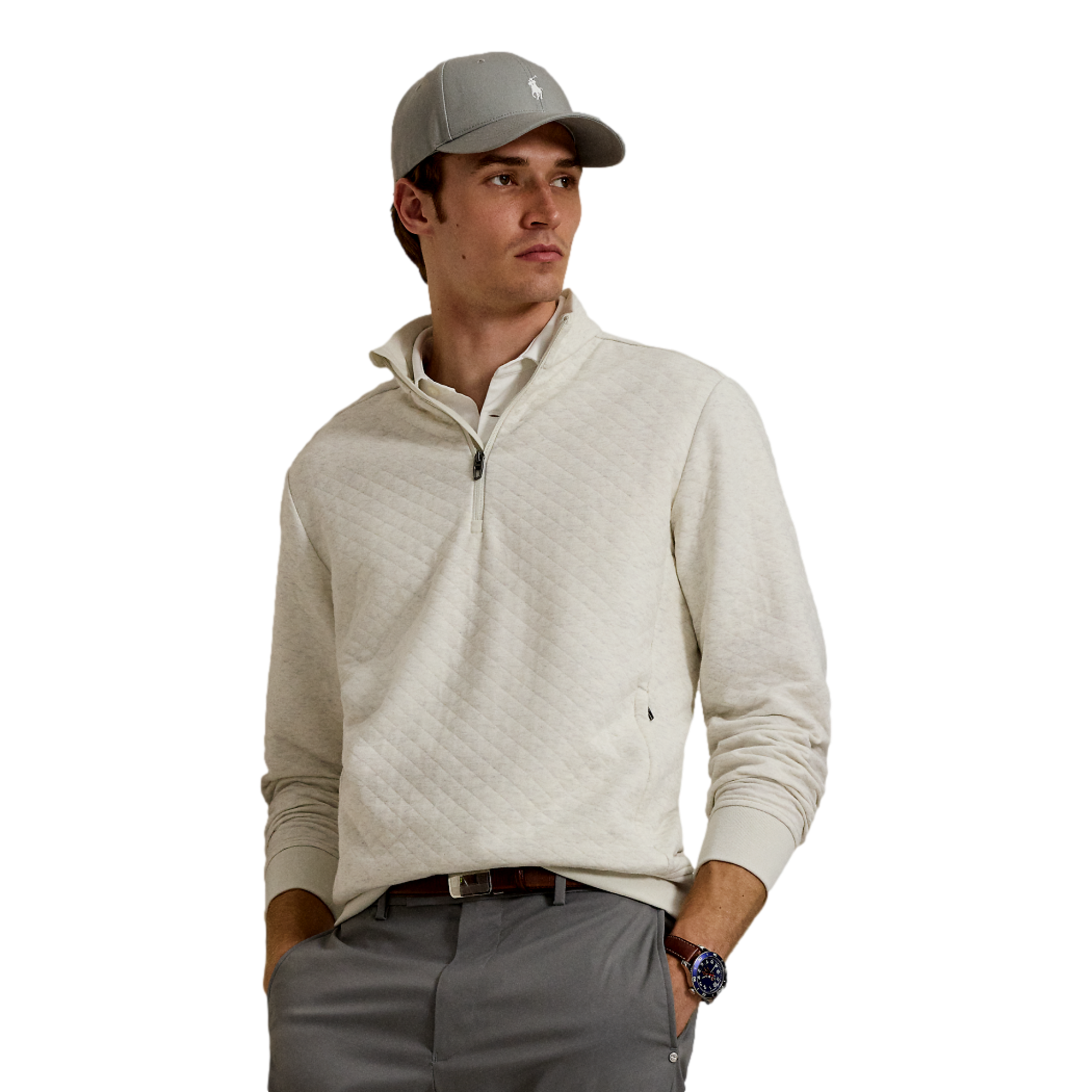 Modern Quilted Double Knit Men's Golf Quarter Zip