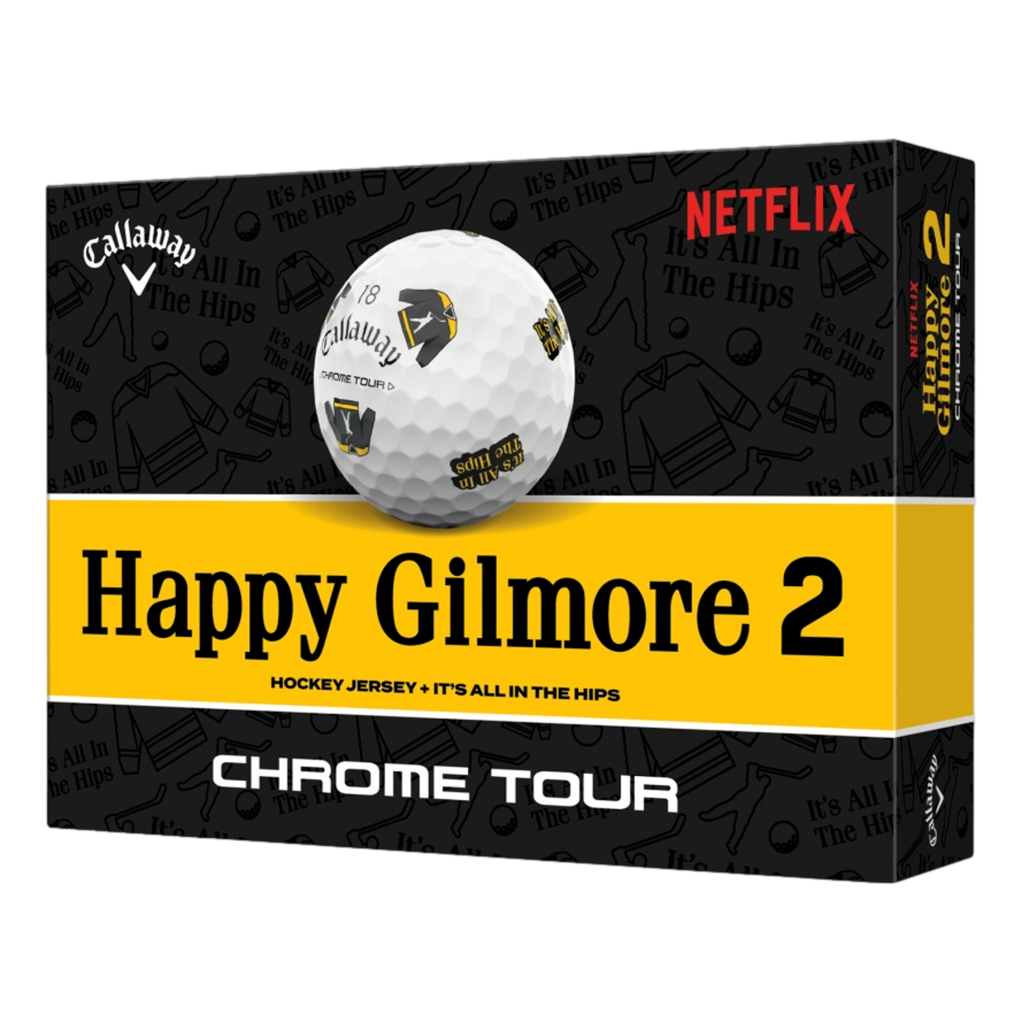 Chrome Tour Happy Gilmore 2 Hips Golf Balls