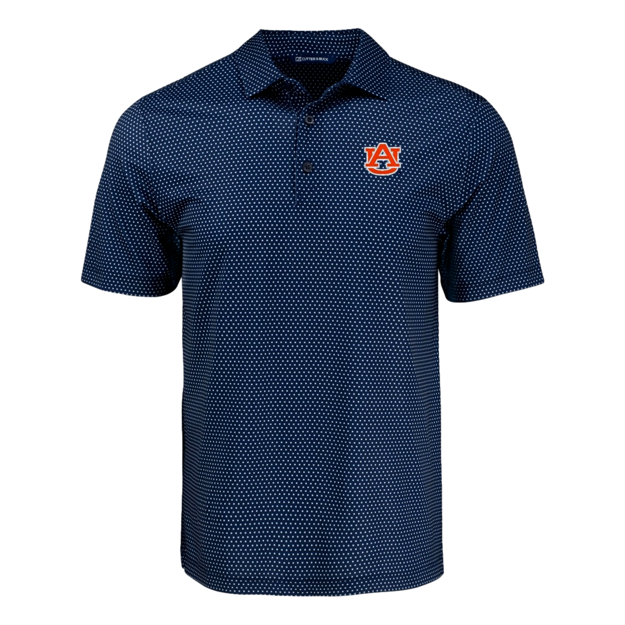 Auburn University Pike Eco Shadow Check Print Recycled Men’s Golf Polo Shirt