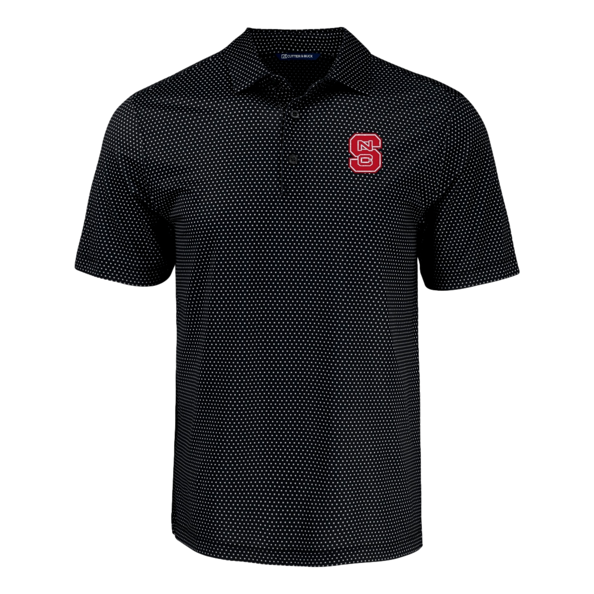 North Carolina State University Pike Eco Shadow Check Print Recycled Men’s Golf Polo Shirt