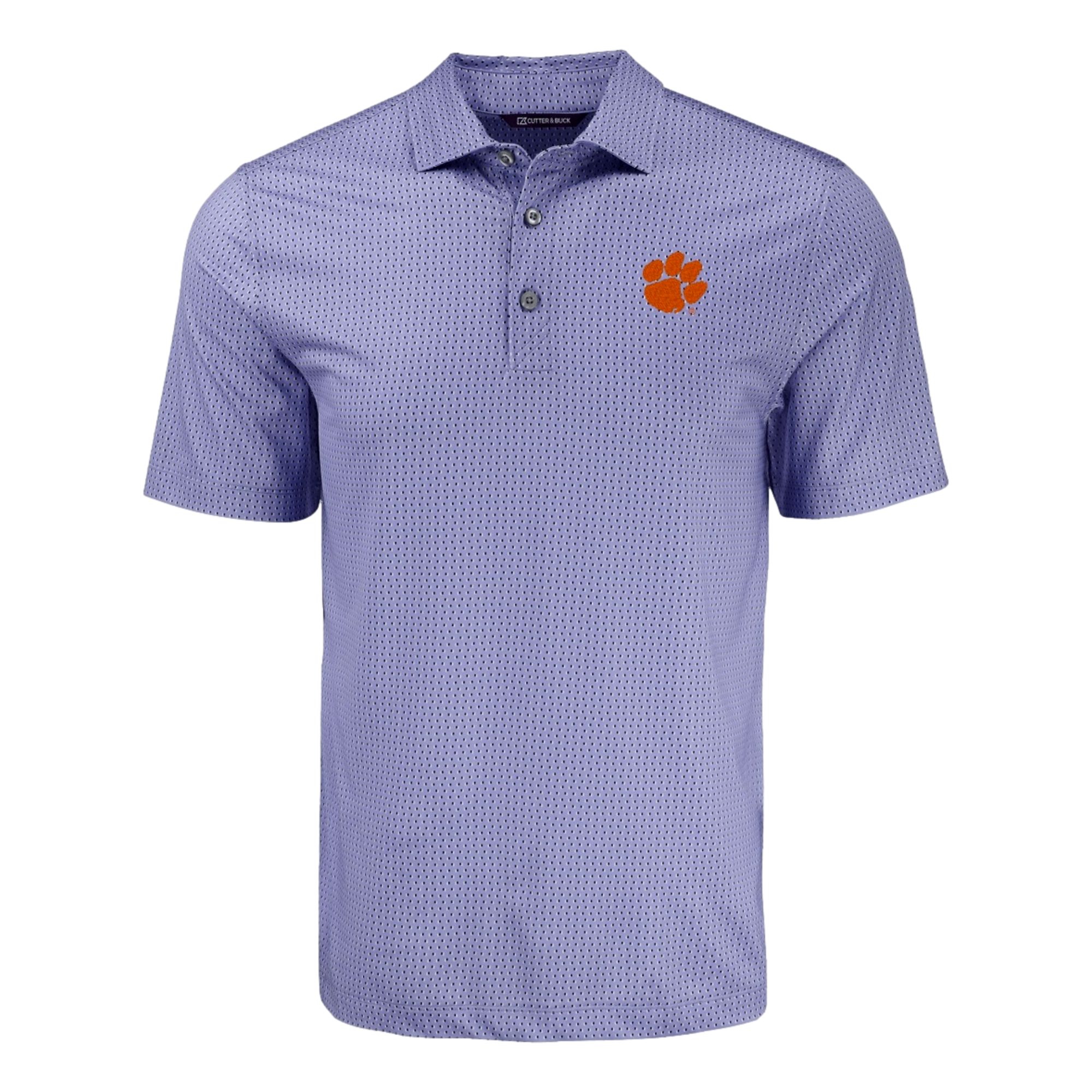 Clemson University Pike Eco Shadow Check Print Recycled Men's Golf Polo Shirt