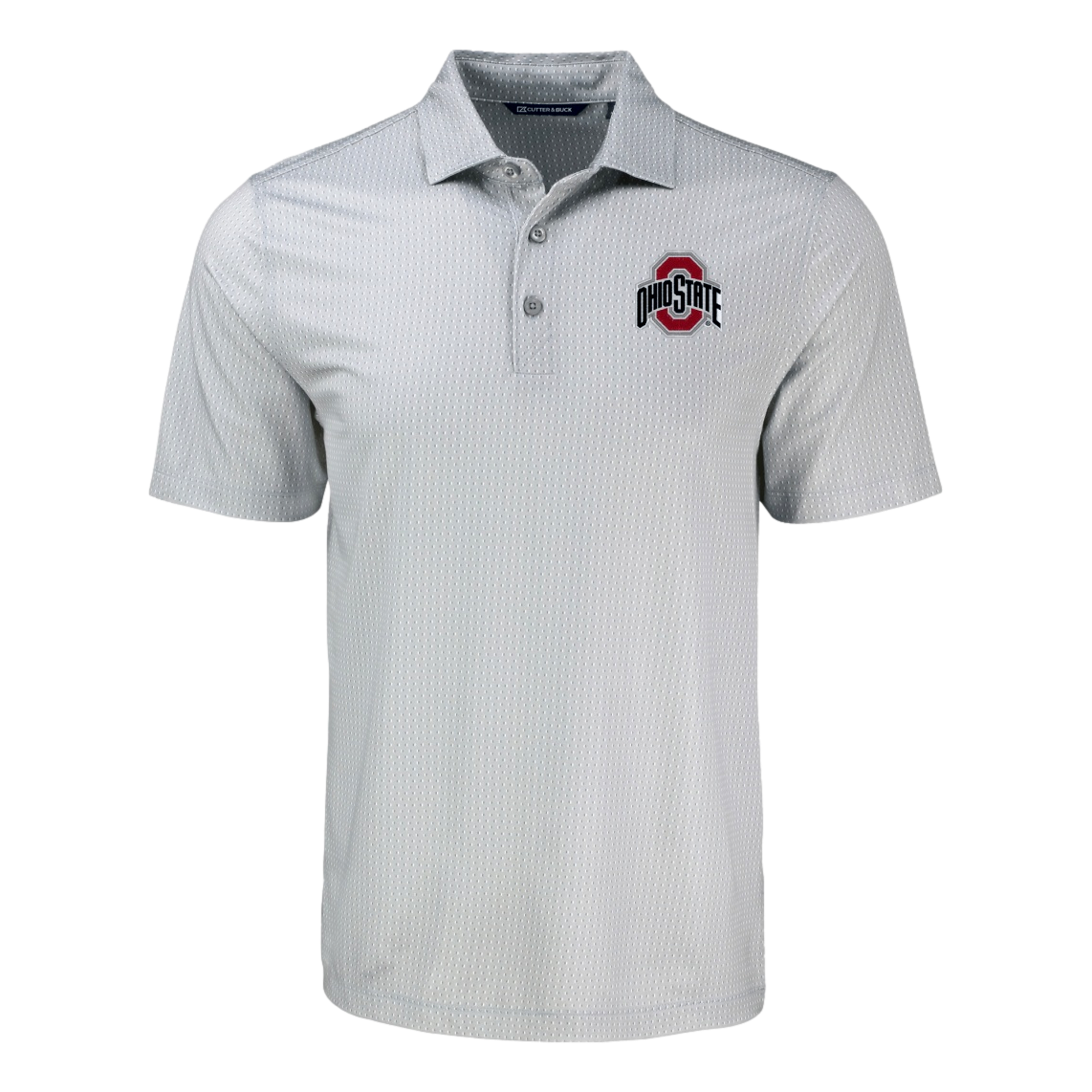 The Ohio State University Pike Eco Shadow Check Print Recycled Men's Golf Polo Shirt