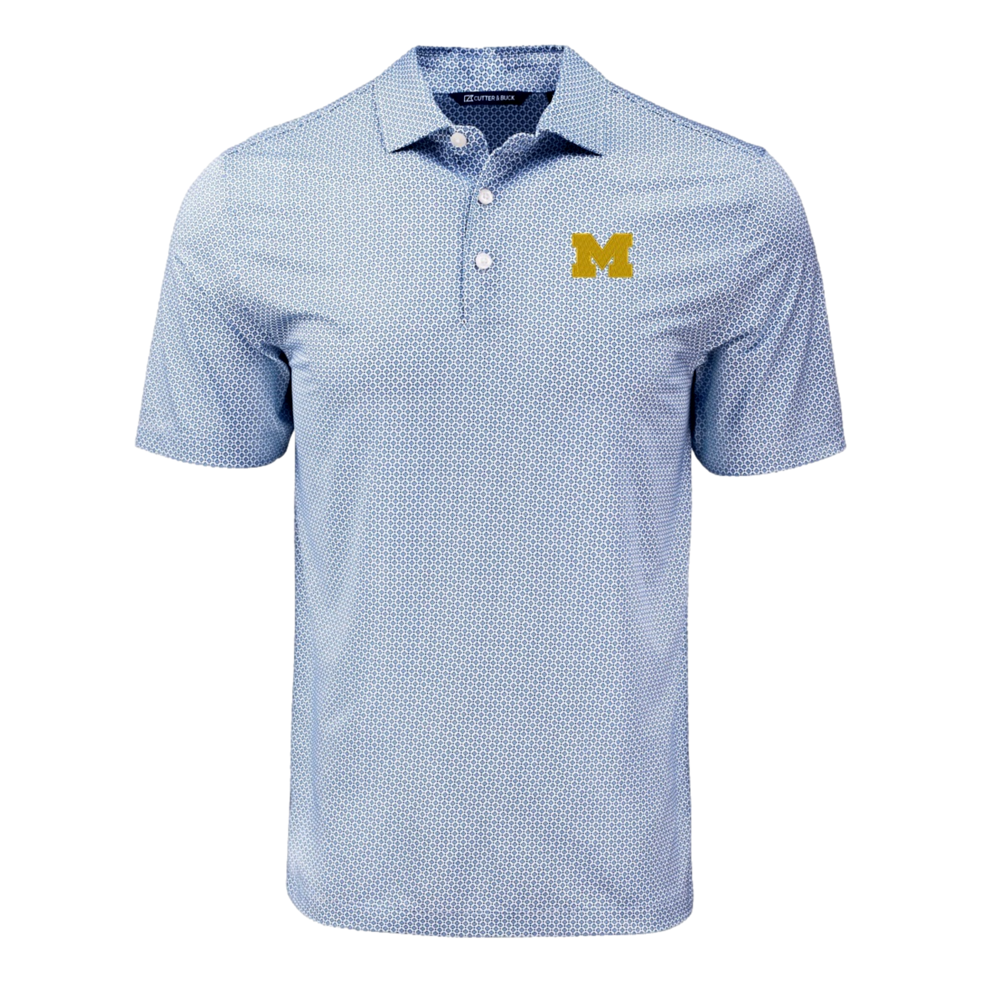 University of Michigan Pike Eco Diamond Dot Print Recycled Men’s Golf Polo Shirt