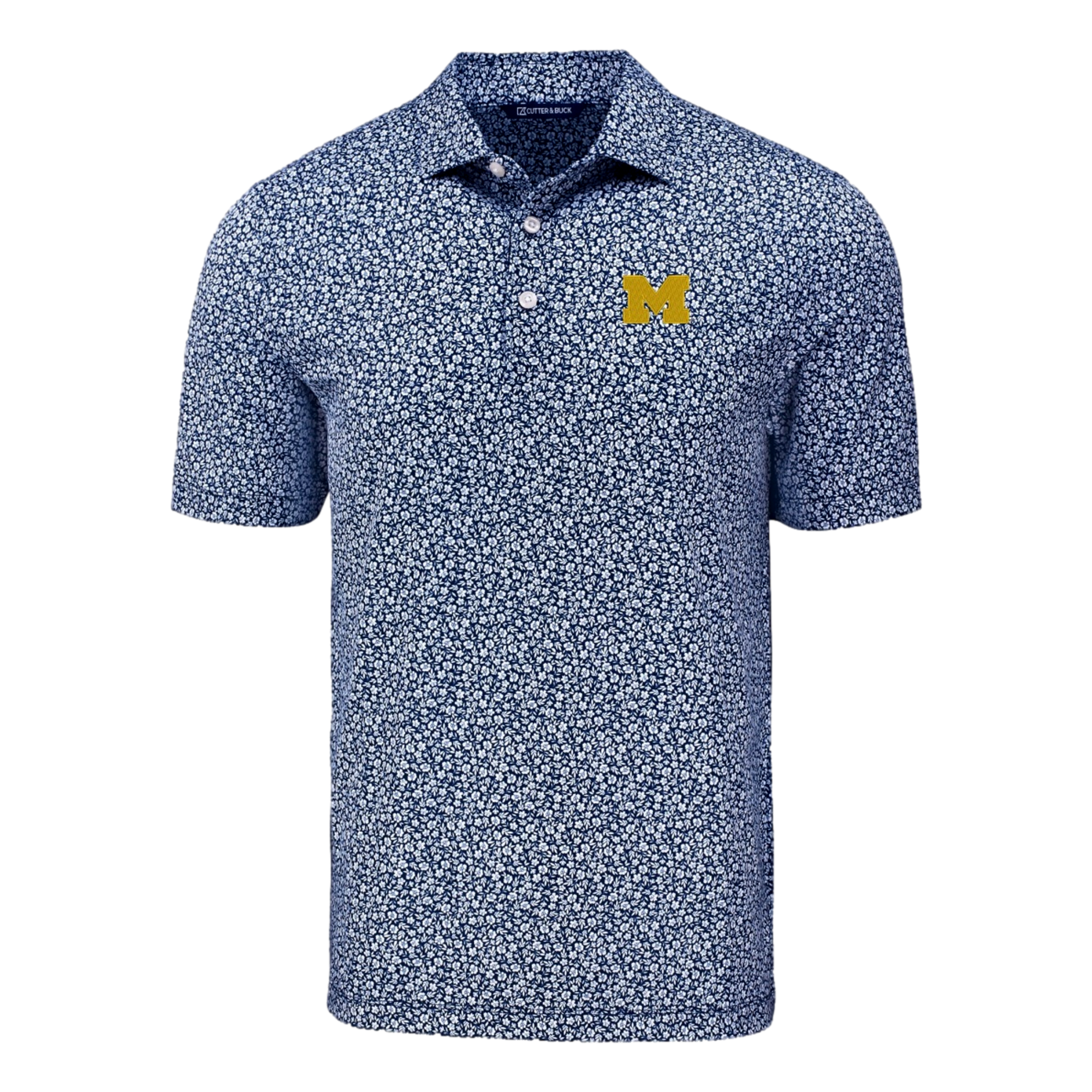 University of Michigan Pike Eco Flora Print Recycled Men’s Golf Polo Shirt