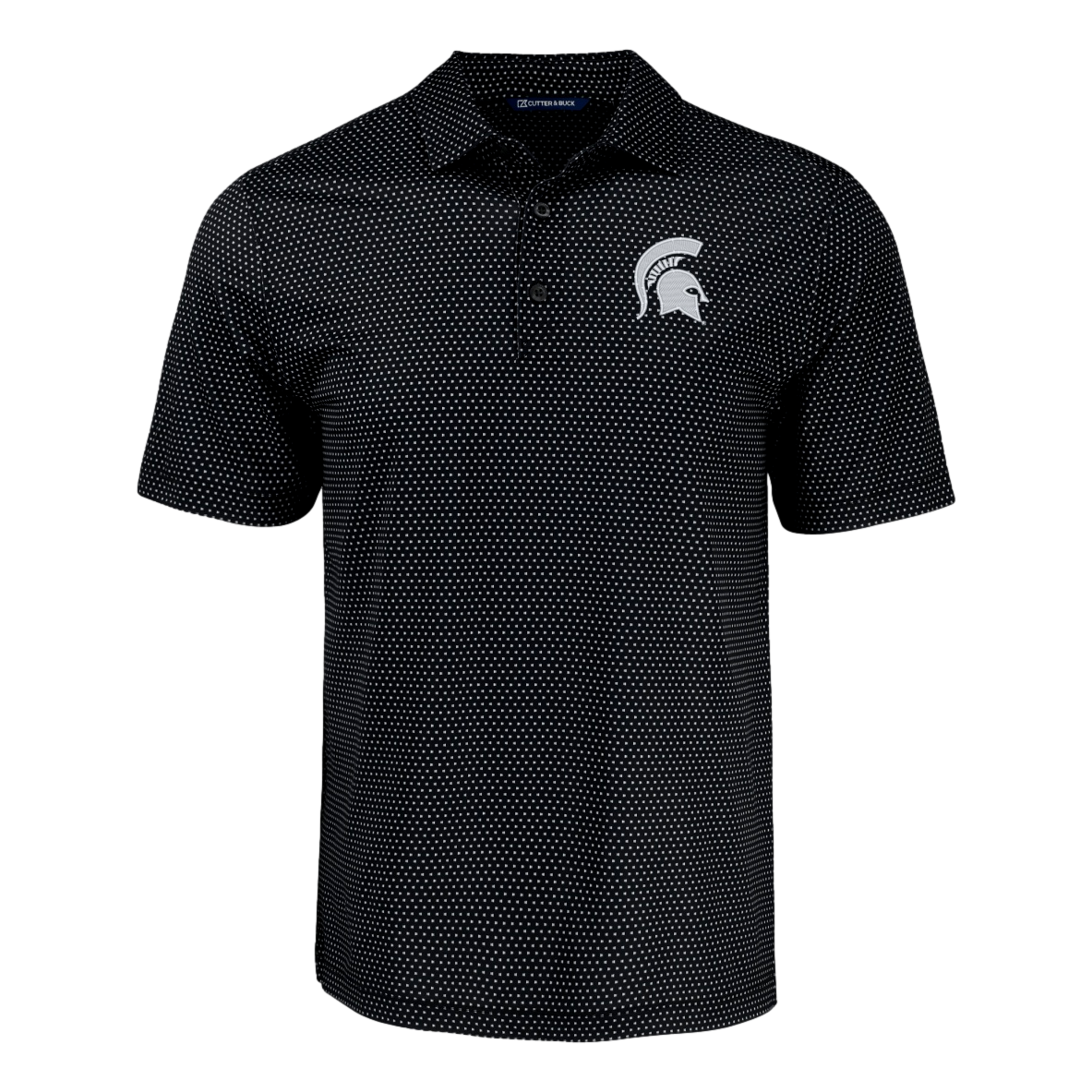 Michigan State University Pike Eco Shadow Check Print Recycled Men’s Golf Polo Shirt