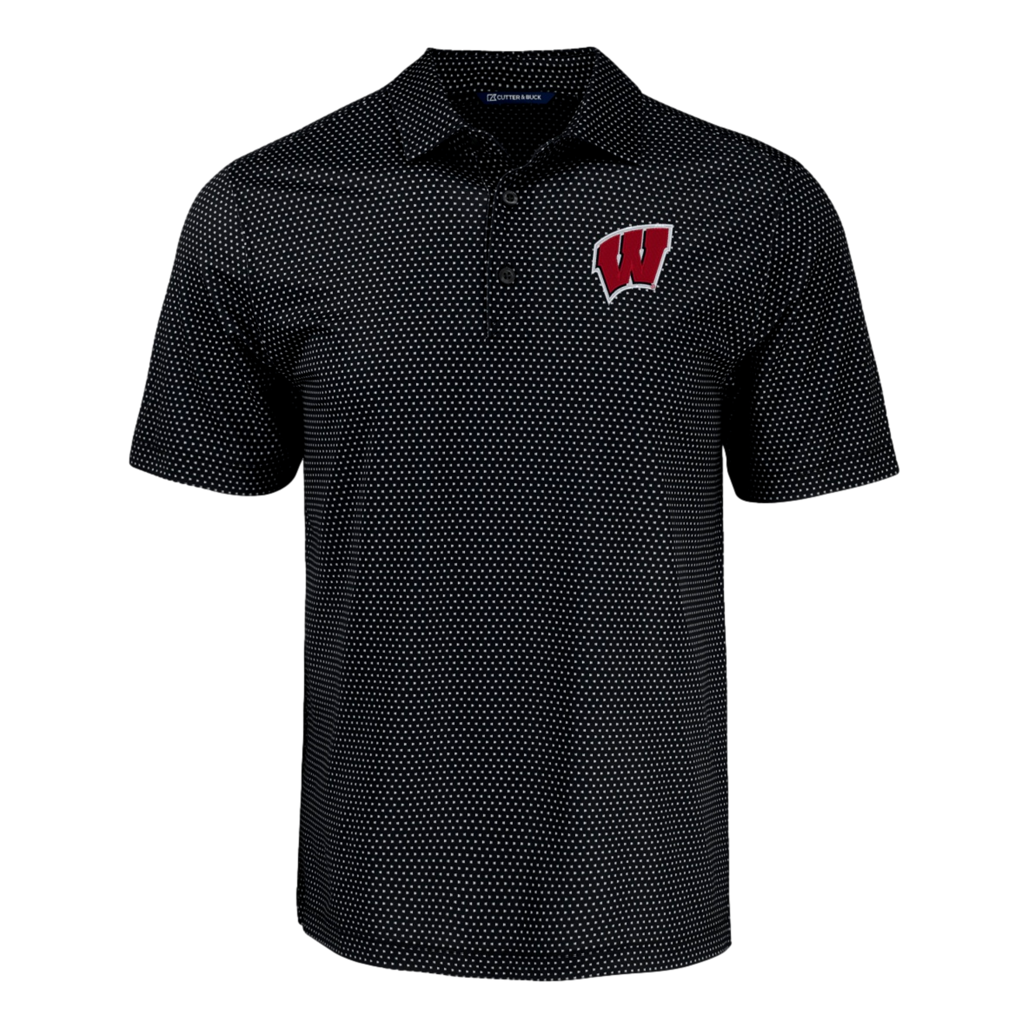 University of Wisconsin Pike Eco Shadow Check Print Recycled Men’s Golf Polo Shirt