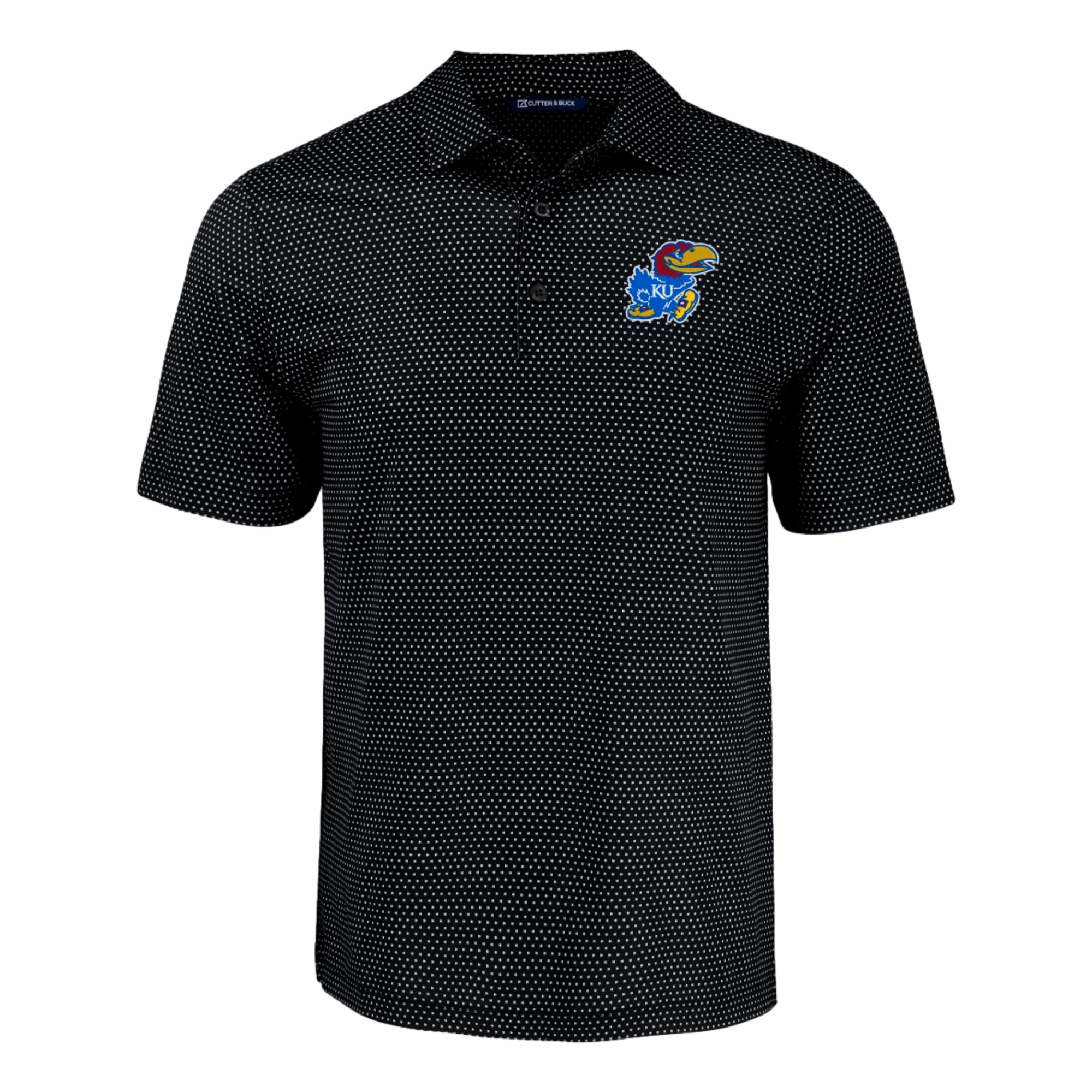 University of Kansas Pike Eco Shadow Check Print Recycled Men's Golf Polo Shirt