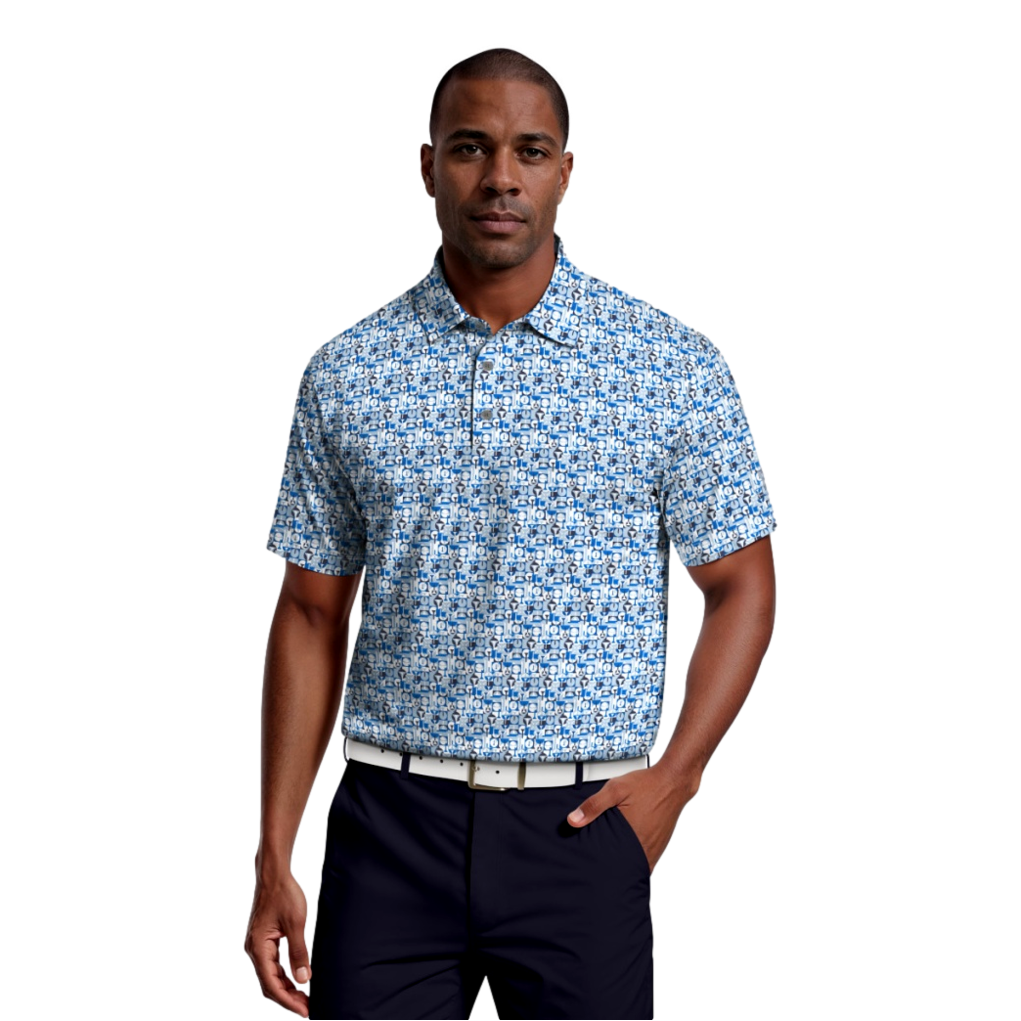 All Over Novelty Print Mens Short Sleecve Golf Polo Shirt