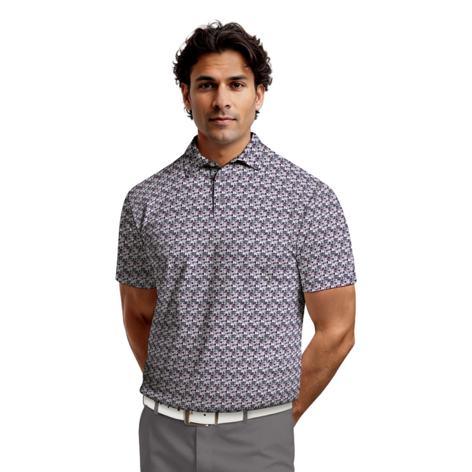 All Over Novelty Print Mens Short Sleecve Golf Polo Shirt