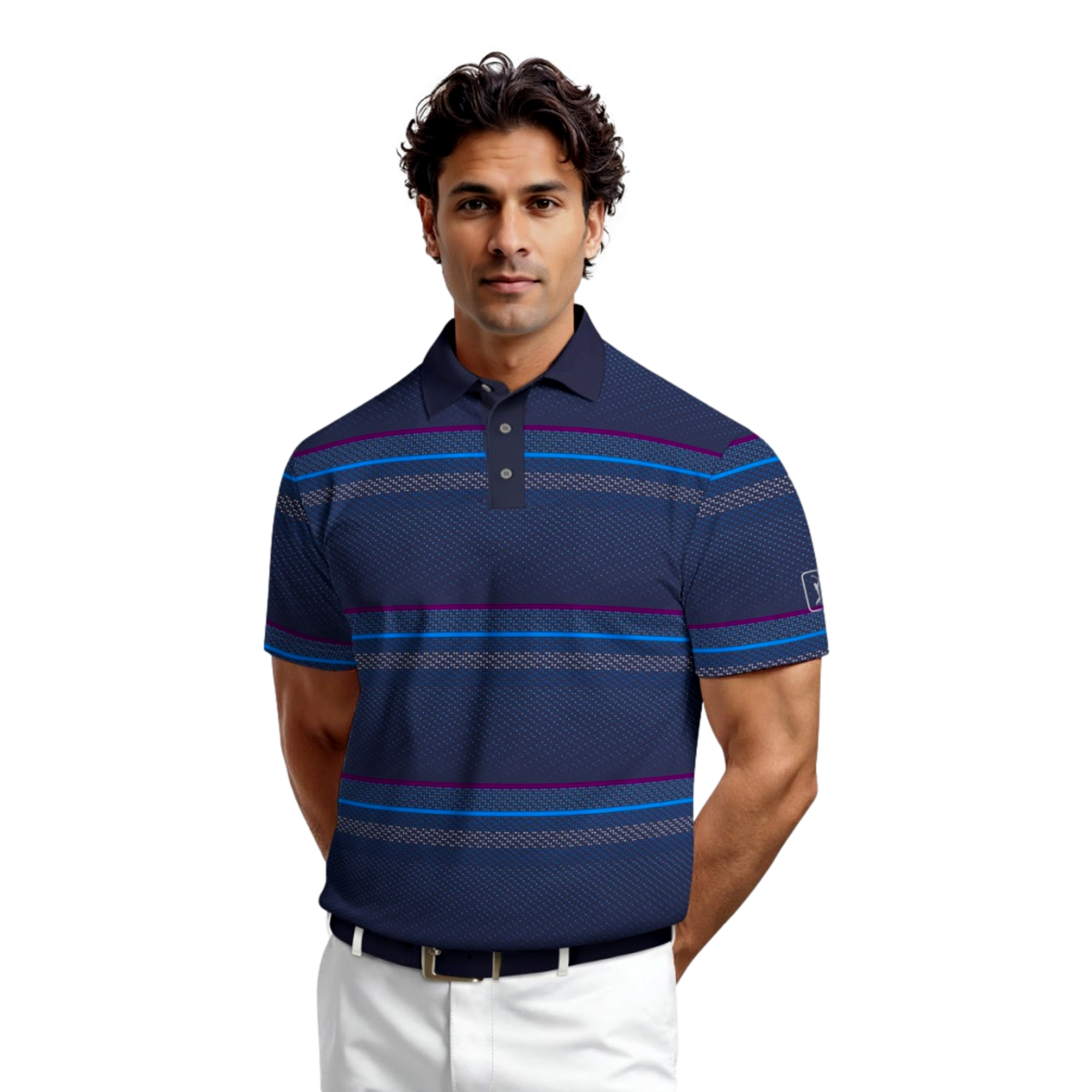 Energize Geo Stripe Mens Short Sleeve Golf Polo Shirt