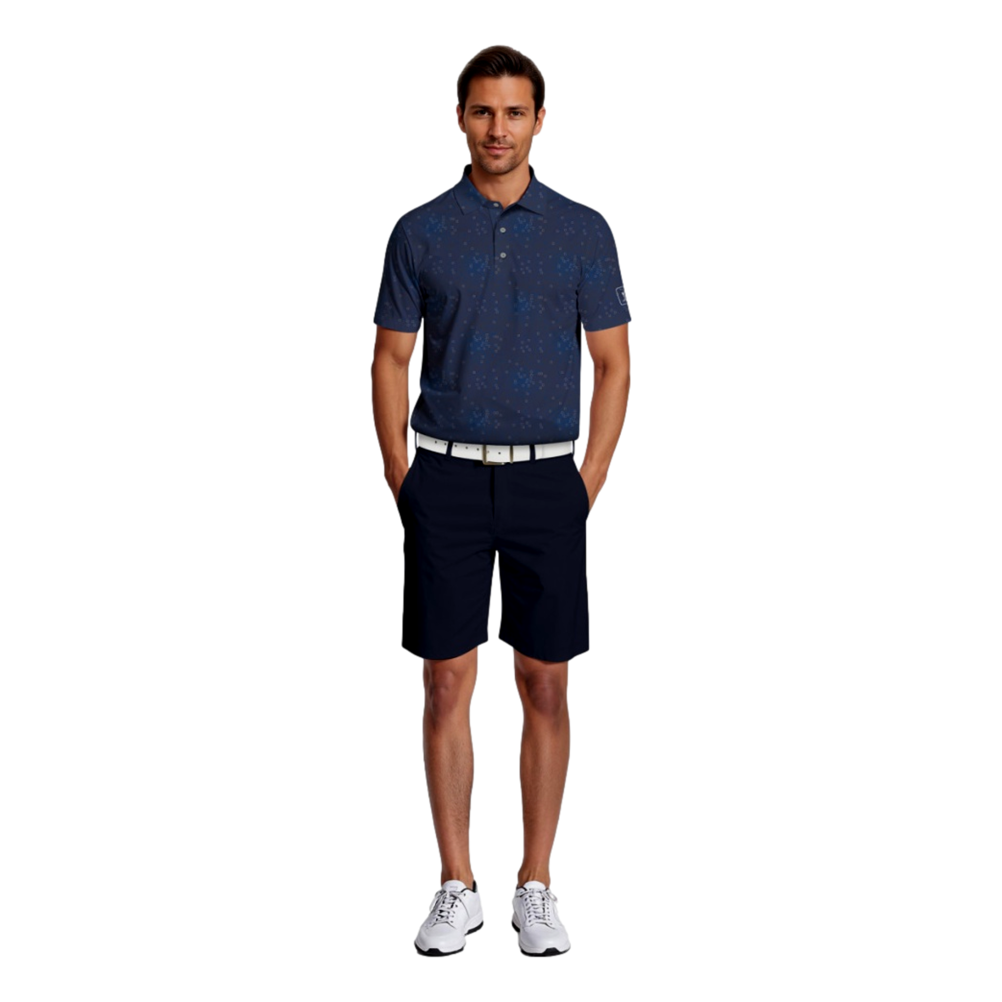 All Over Tossed Geo Print Men's Short Sleeve Golf Polo Shirt