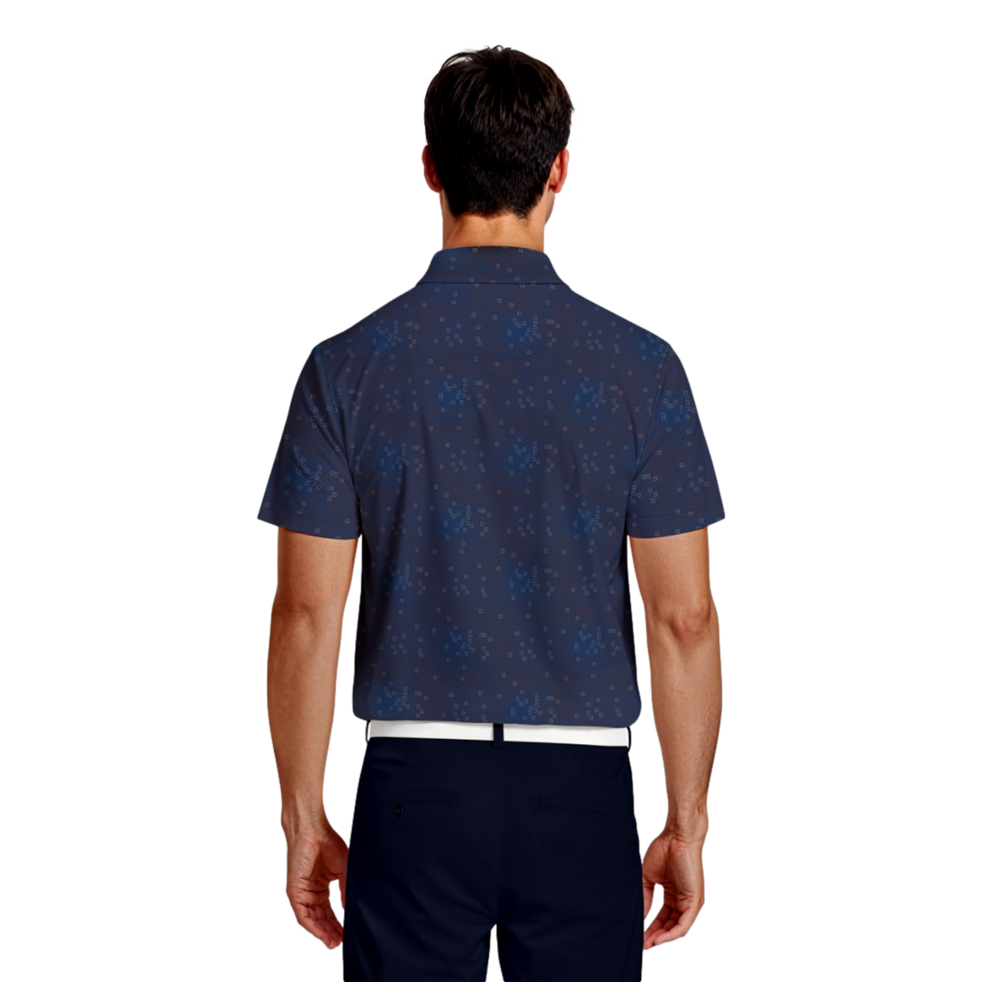 All Over Tossed Geo Print Men's Short Sleeve Golf Polo Shirt