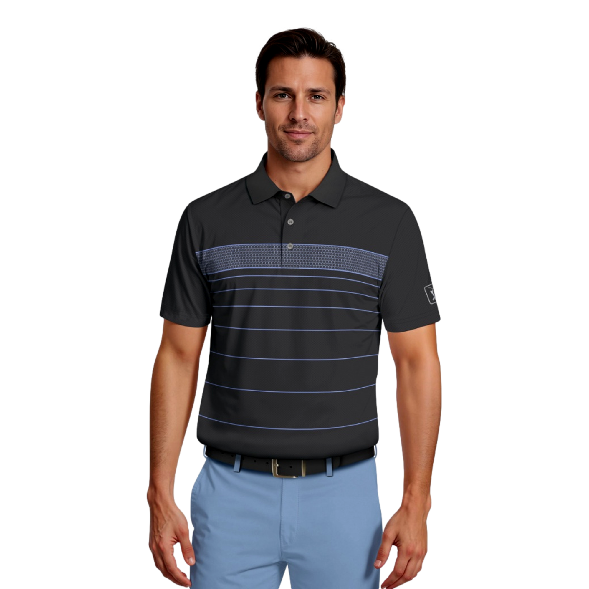 Engineered Chest Stripe Men's Short Sleeve Golf Polo Shirt