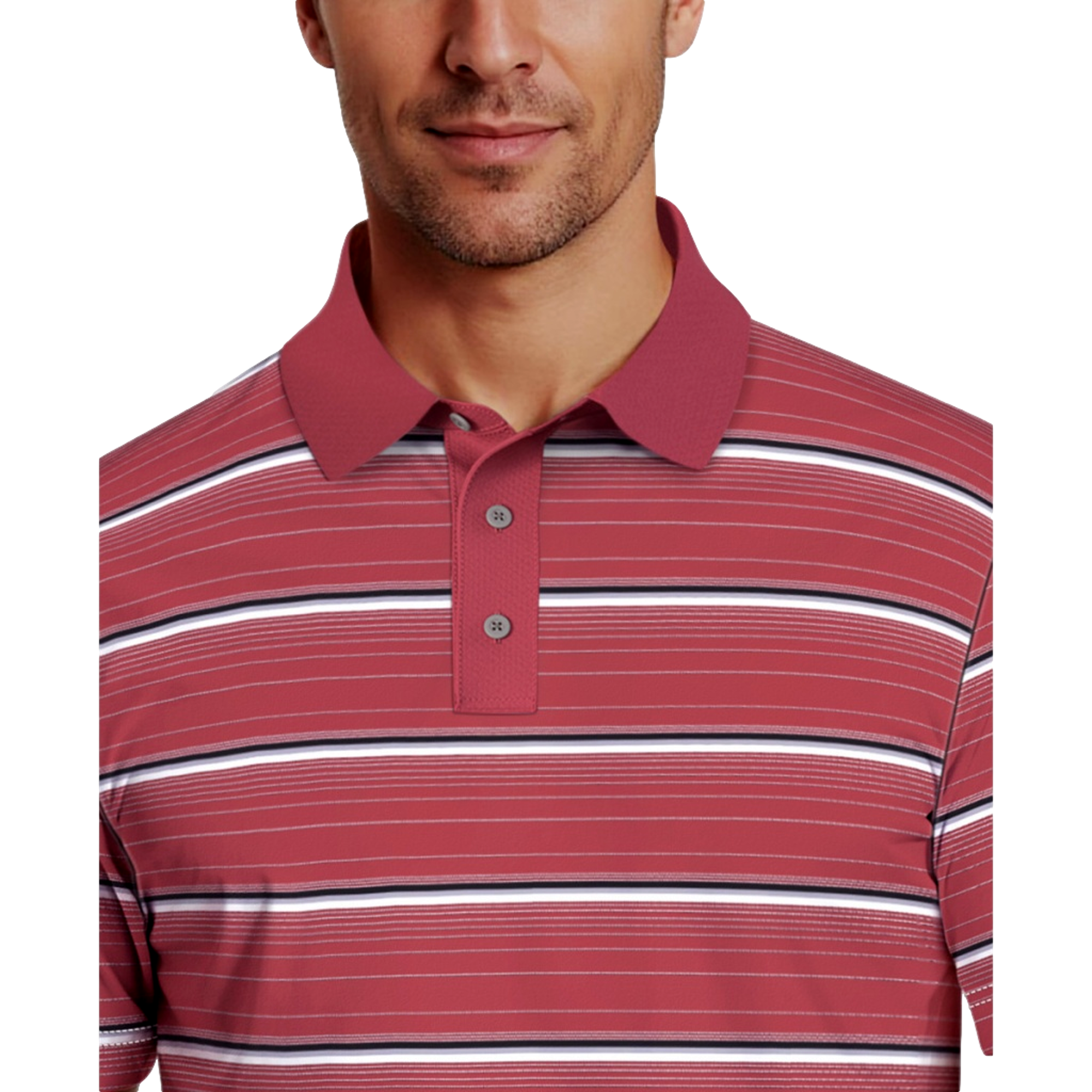 All Over Micro Geo Stripe Print Men's Short Sleeve Golf Polo Shirt