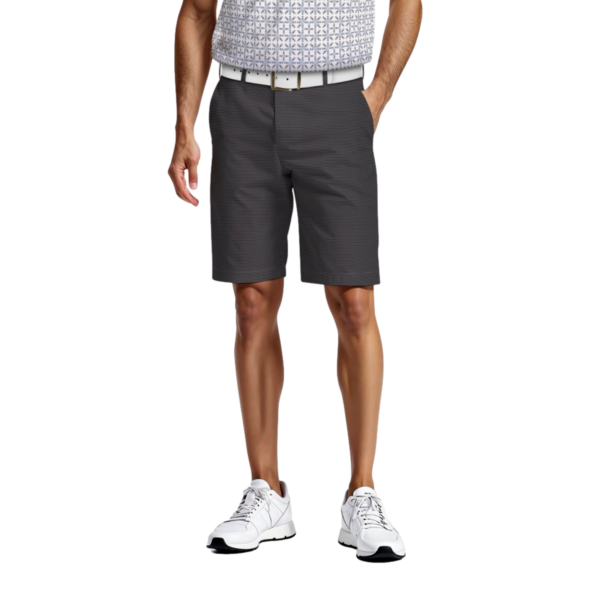 Flat Front All-Over Micro Geo Print Men's 8" Golf Shorts